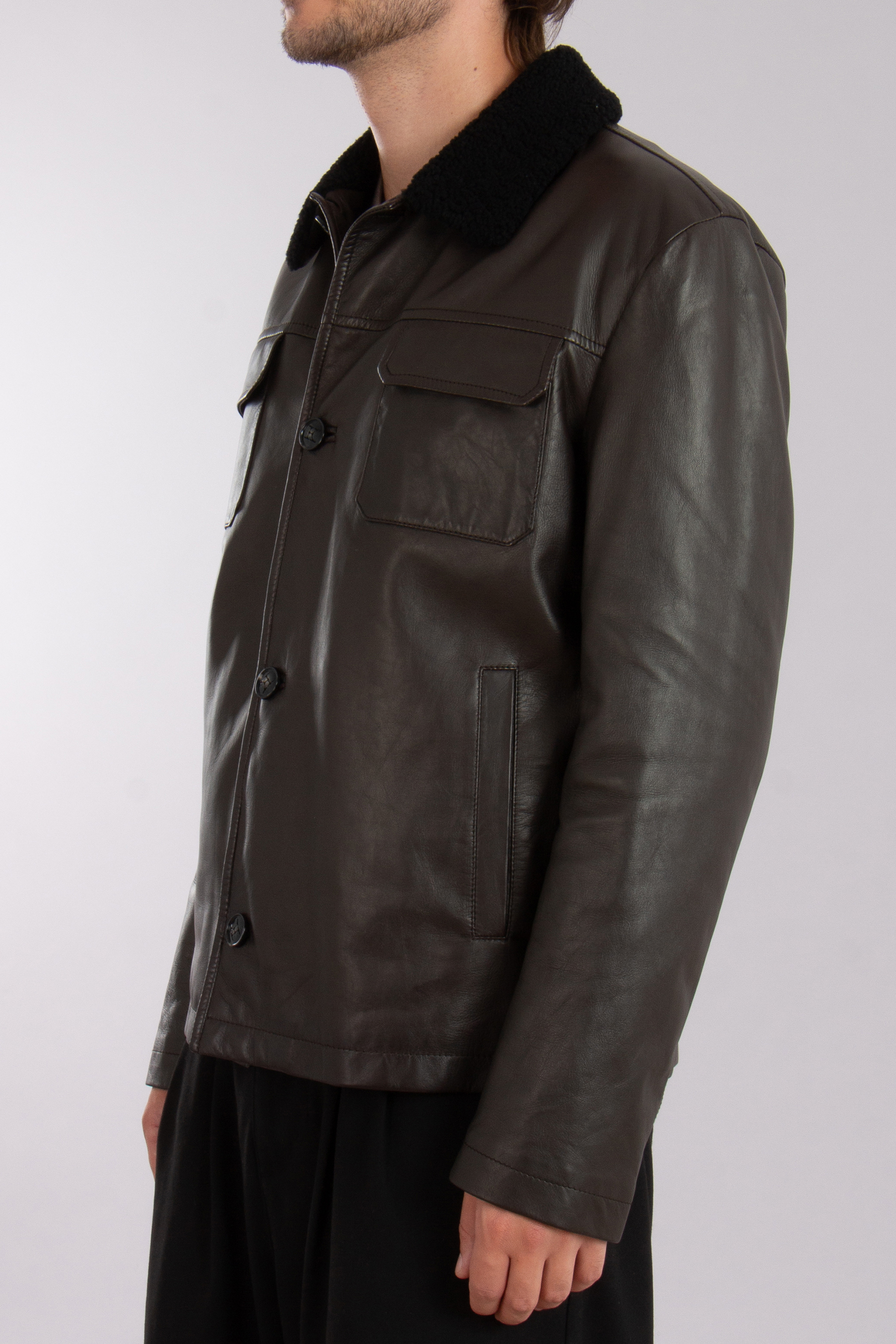 KITON Padded Lamb Leather Jacket