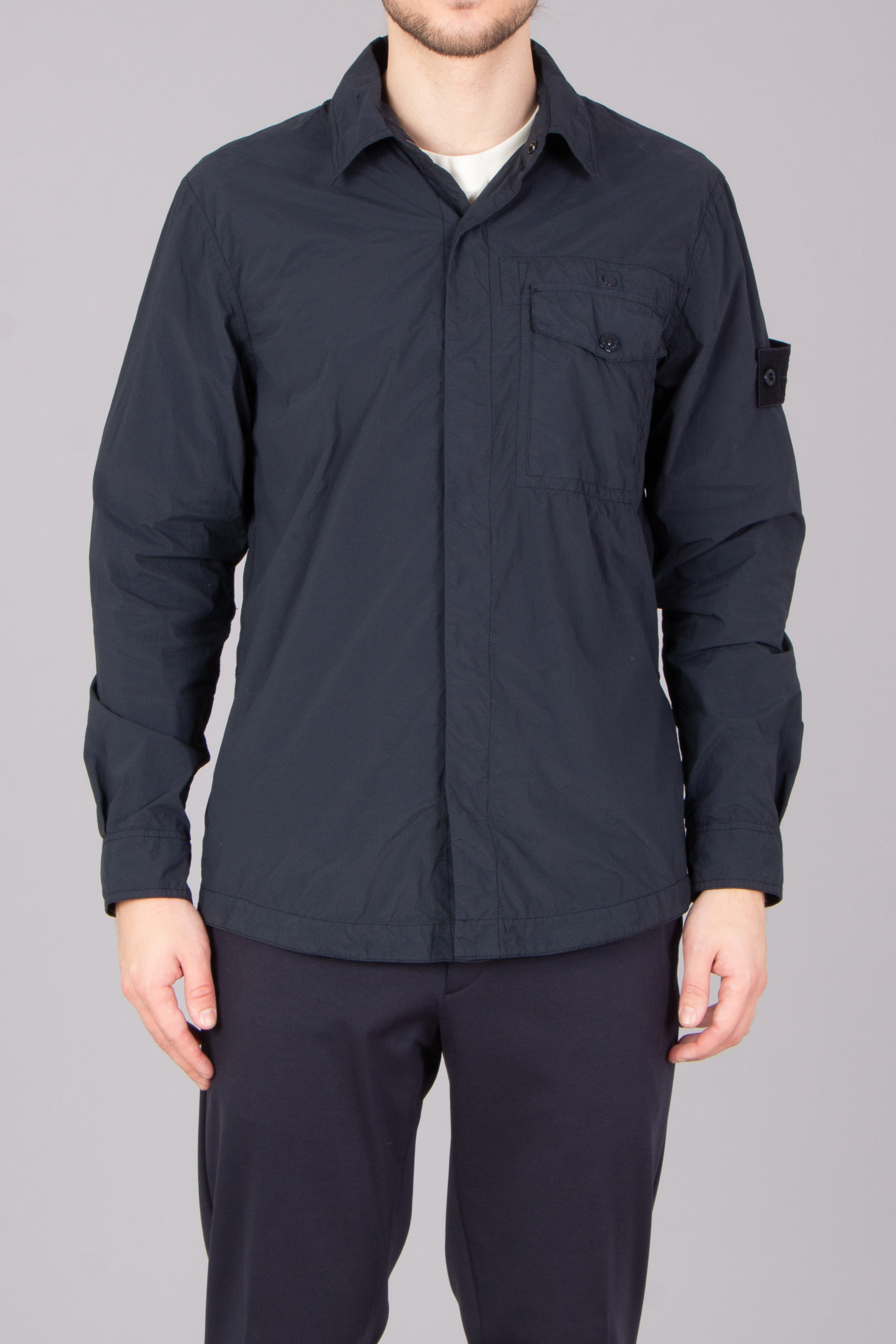 STONE ISLAND Ghost Piece Regular Fit Recycled Nylon Smerigliato Overshirt