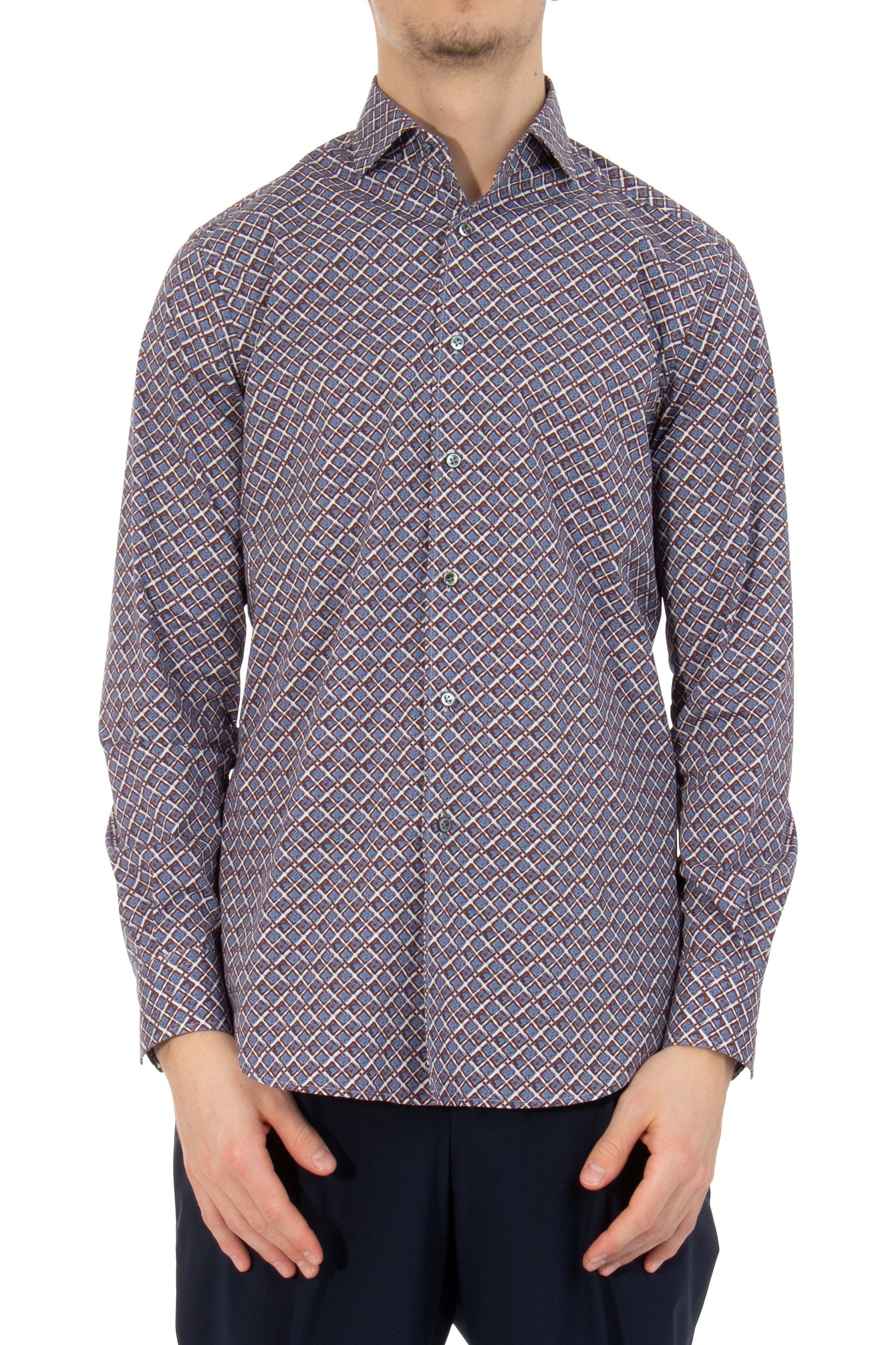 PAL ZILERI Printed Cotton Stretch Shirt 