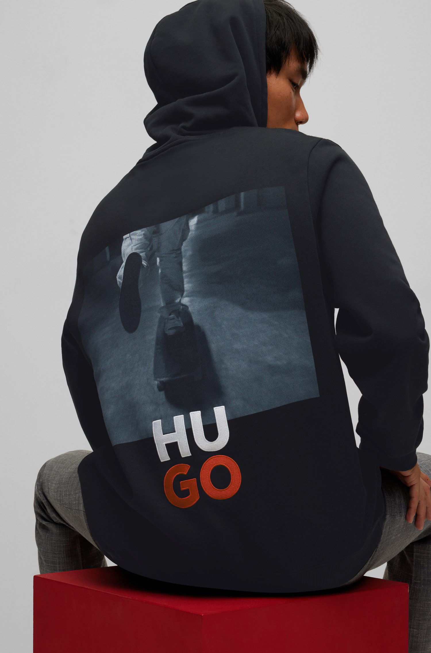 HUGO Printed Cotton Hoodie Dheel