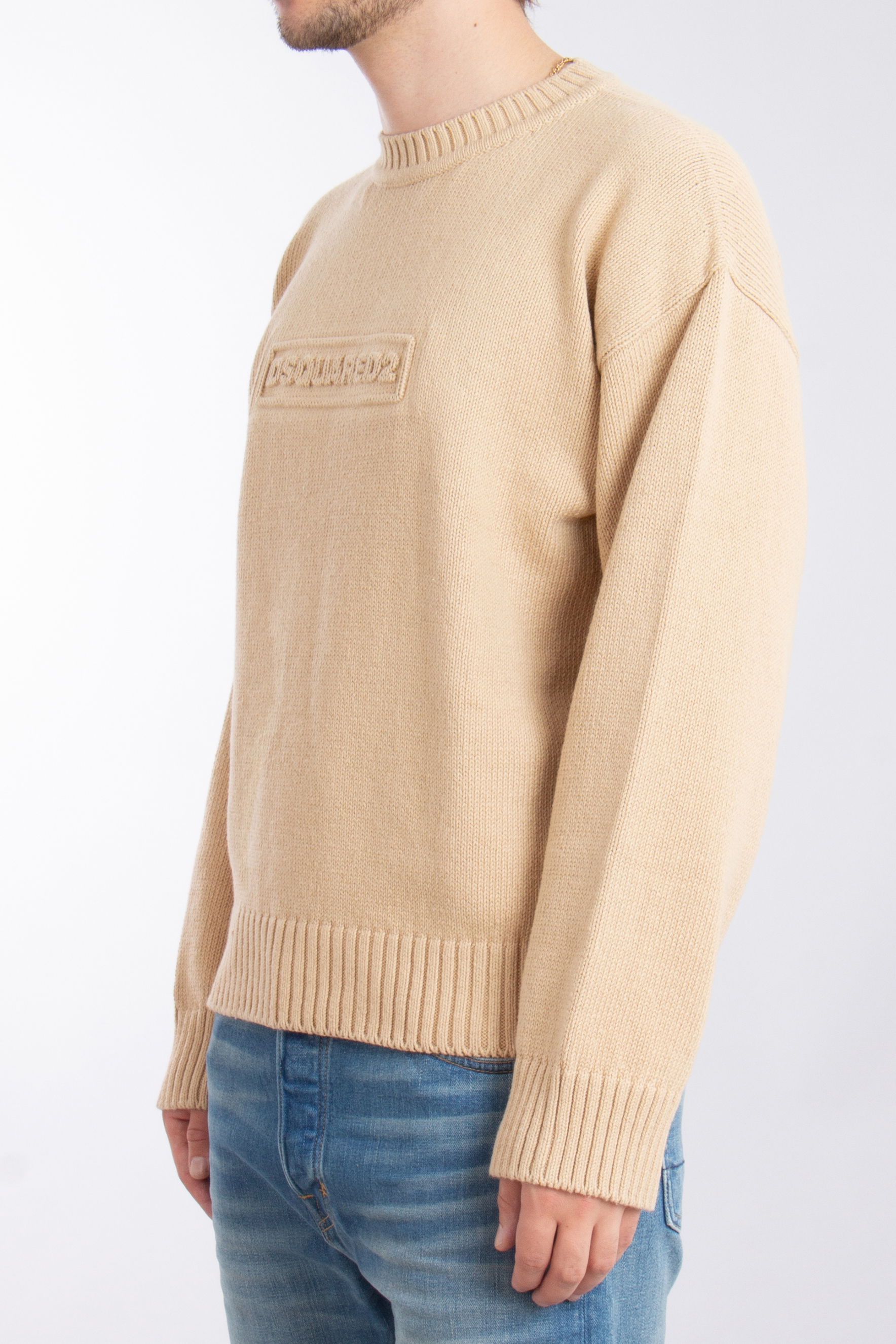 DSQUARED2 Logo Cotton Knit Crewneck Sweater