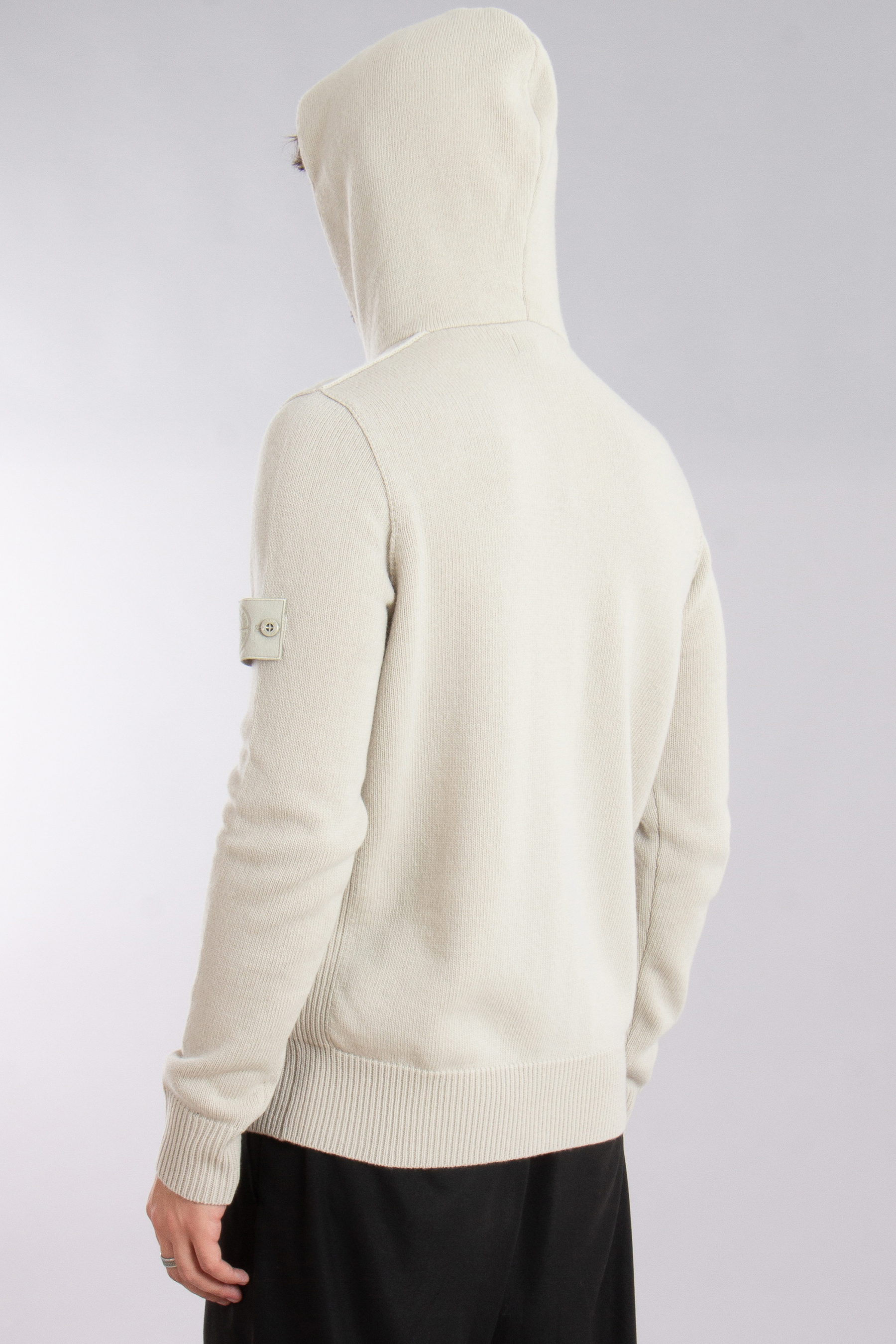 STONE ISLAND Ghost Piece Hooded Virgin Wool Zip Cardigan