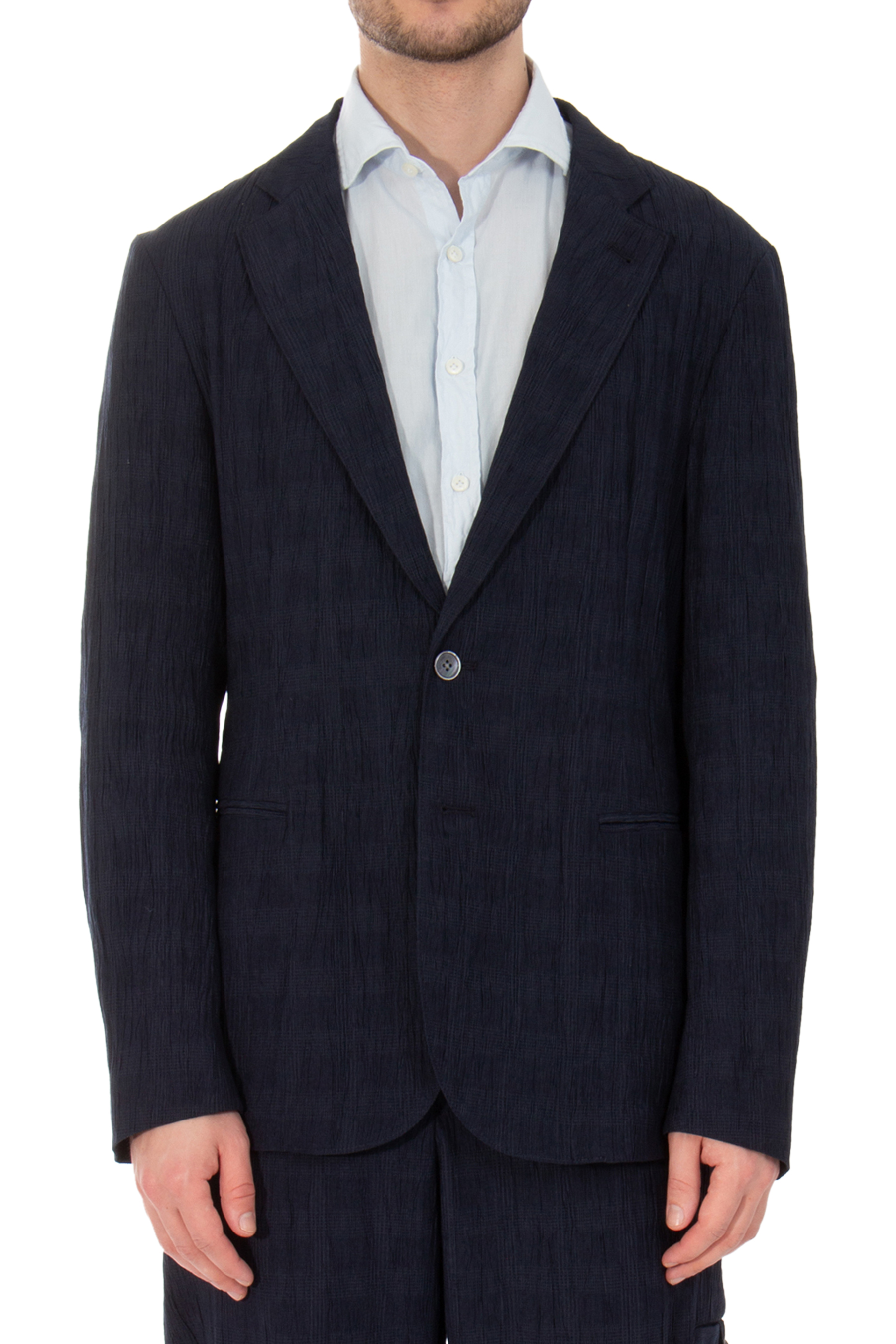 EMPORIO ARMANI Prince-Of-Wales Seersucker-Lyocell Blend Jacket