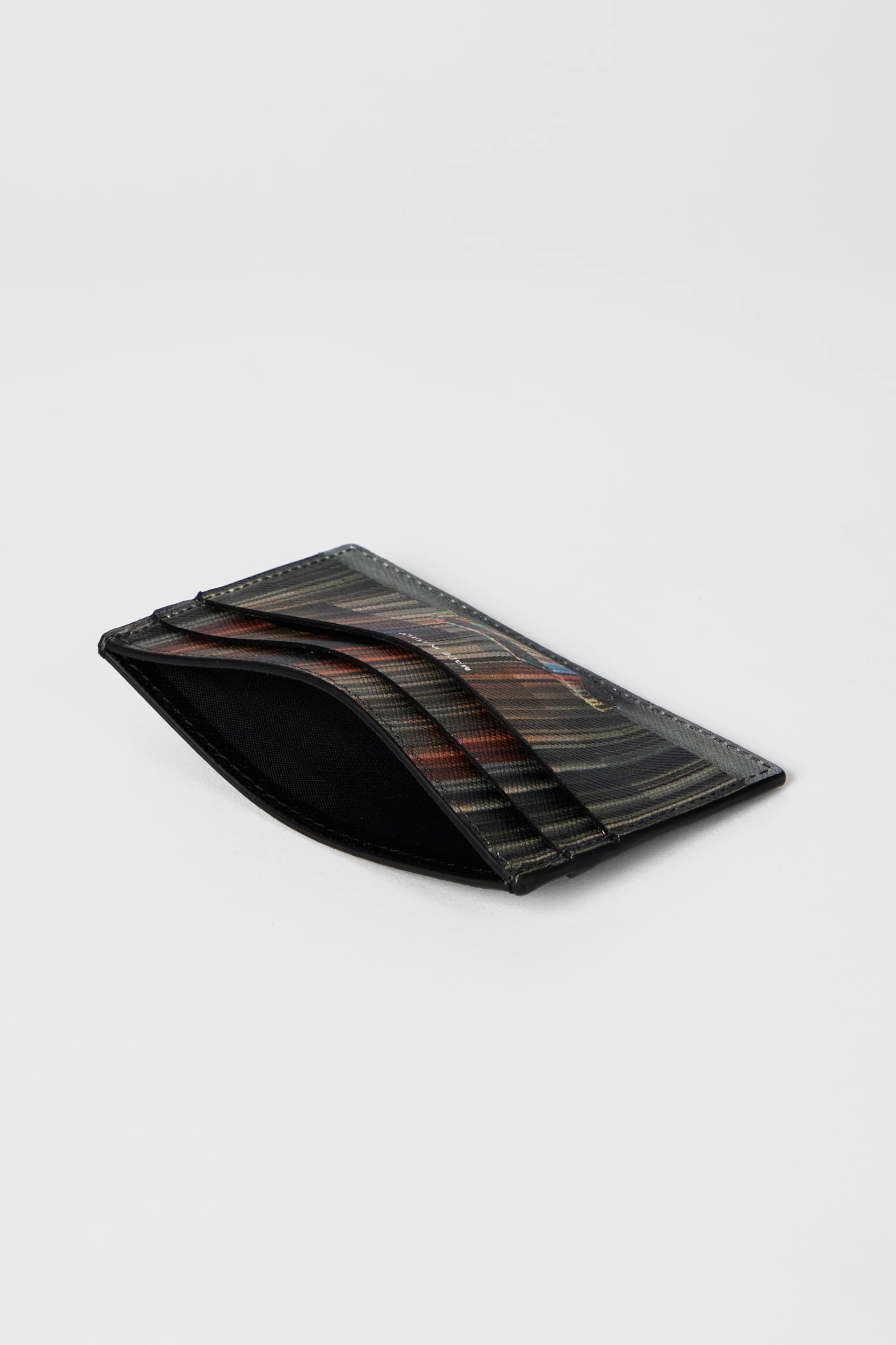 PAUL SMITH 'Mini Stripe' Print Leather Card Holder