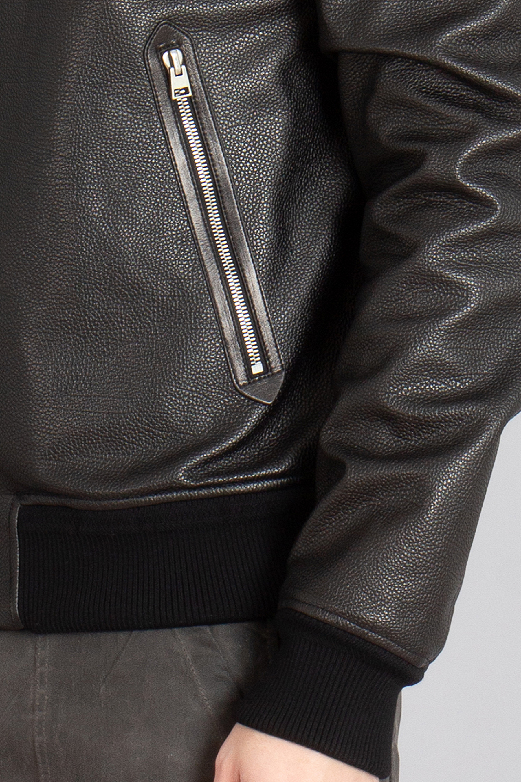 TOM FORD Grained Leather Funnel Bomber Jacket