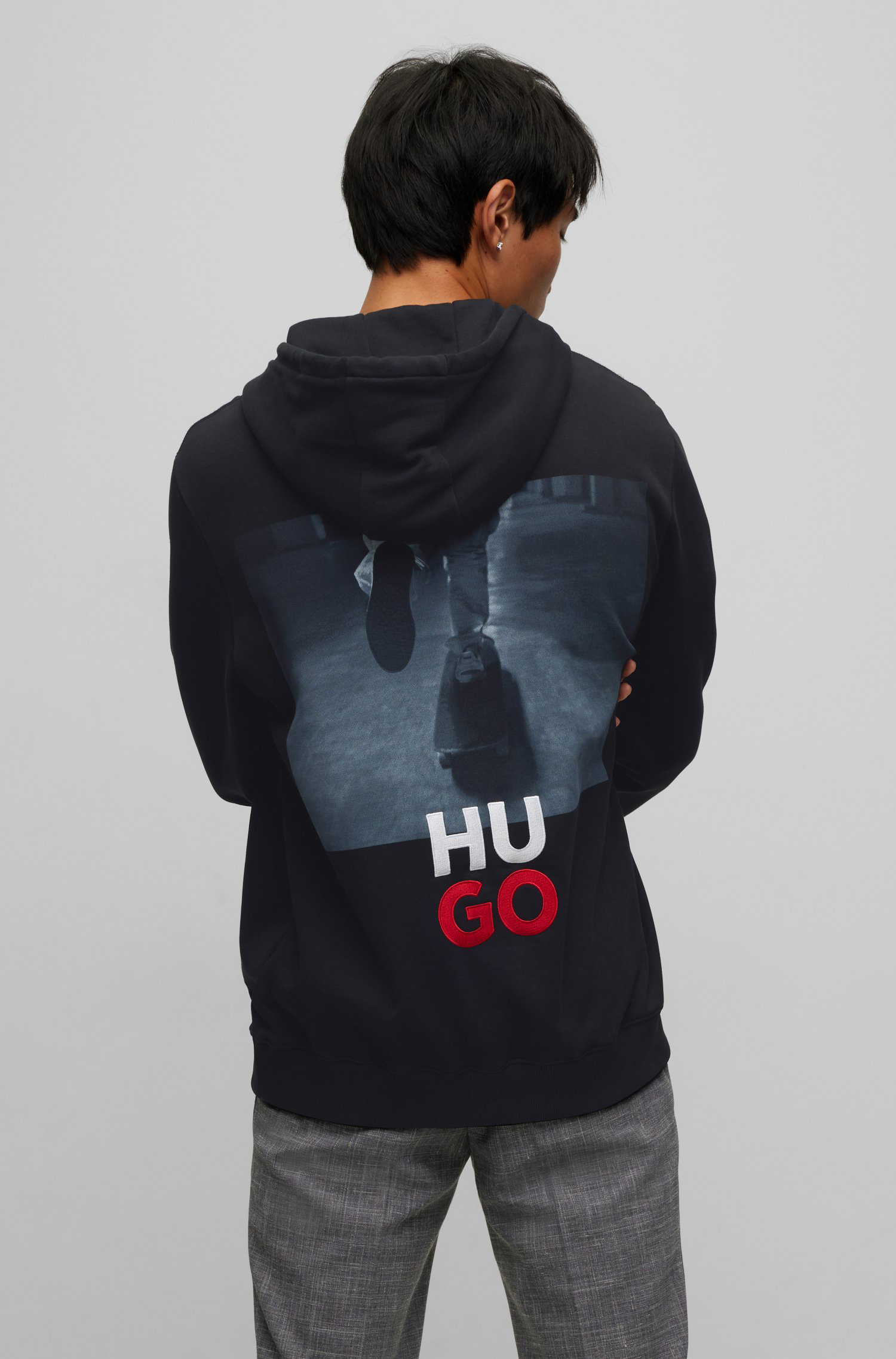 HUGO Printed Cotton Hoodie Dheel