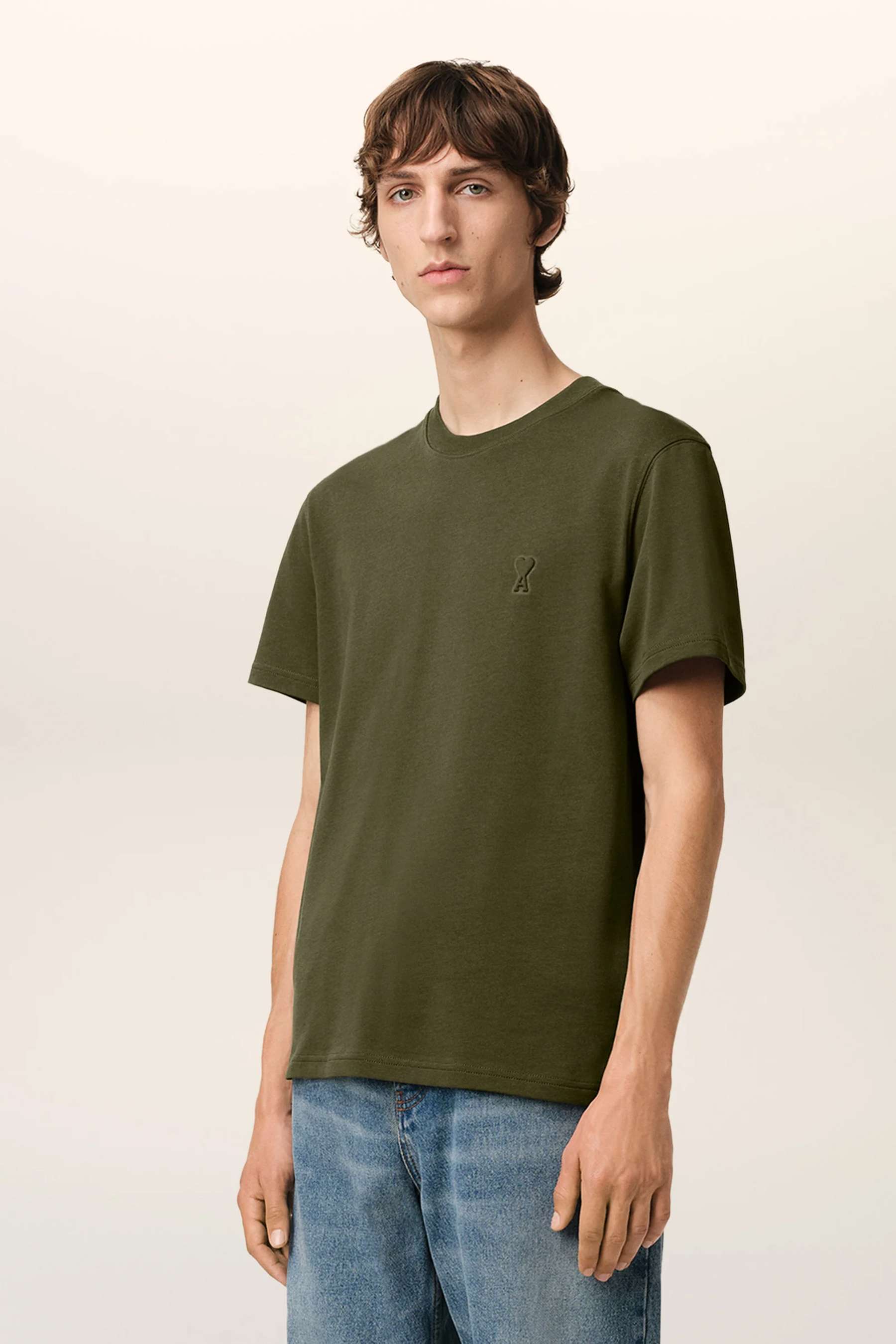 AMI PARIS Embossed Organic Cotton Jersey T-Shirt