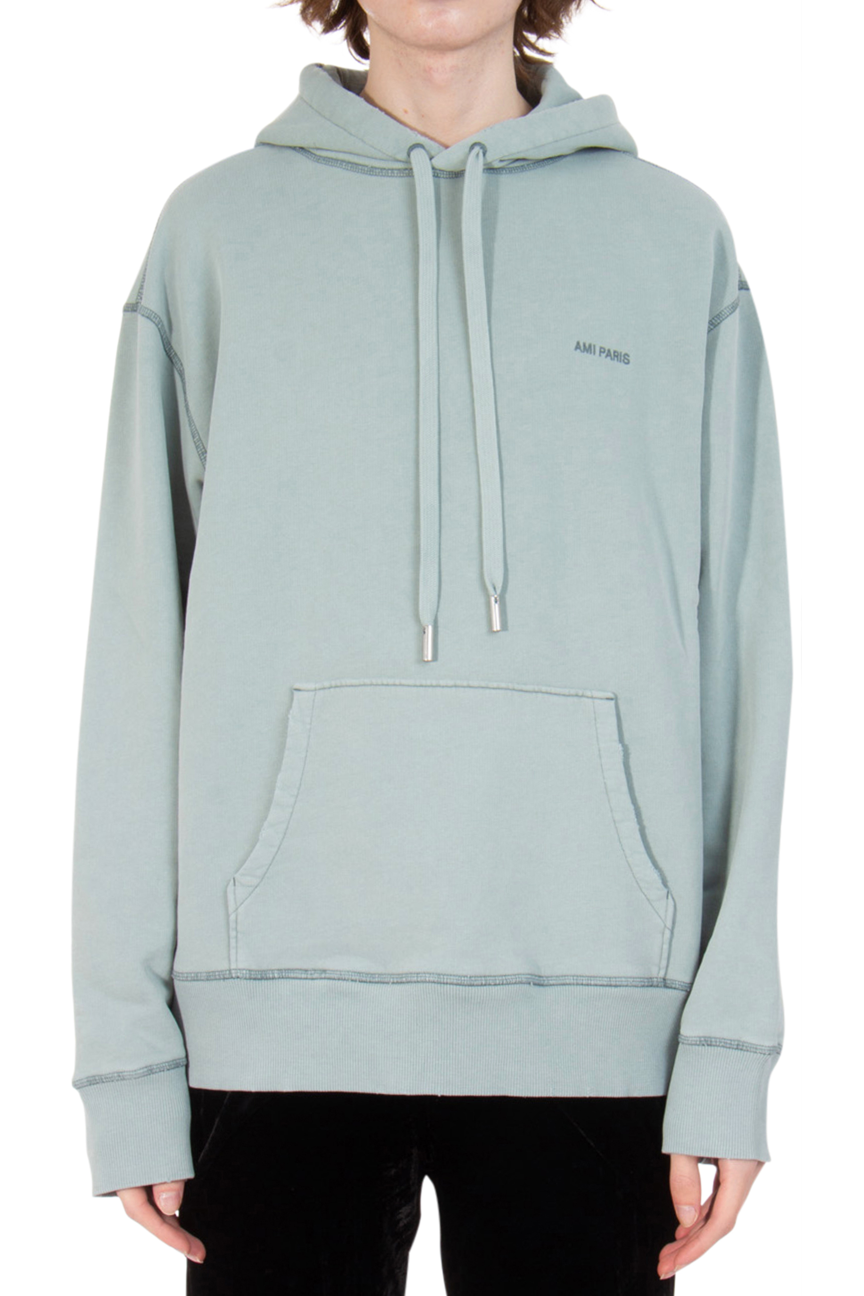 AMI PARIS Faded Out Cotton Fleece Hoodie