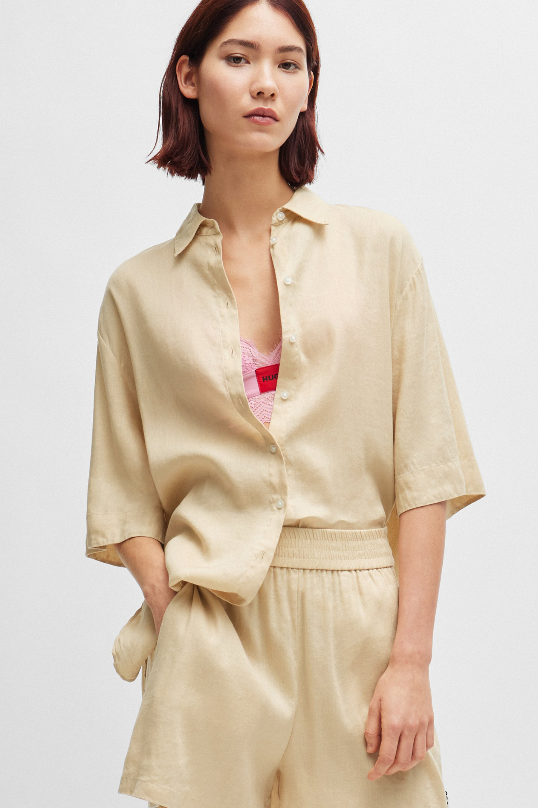 HUGO Linen-Lyocell Stretch Blouse Ettilliana