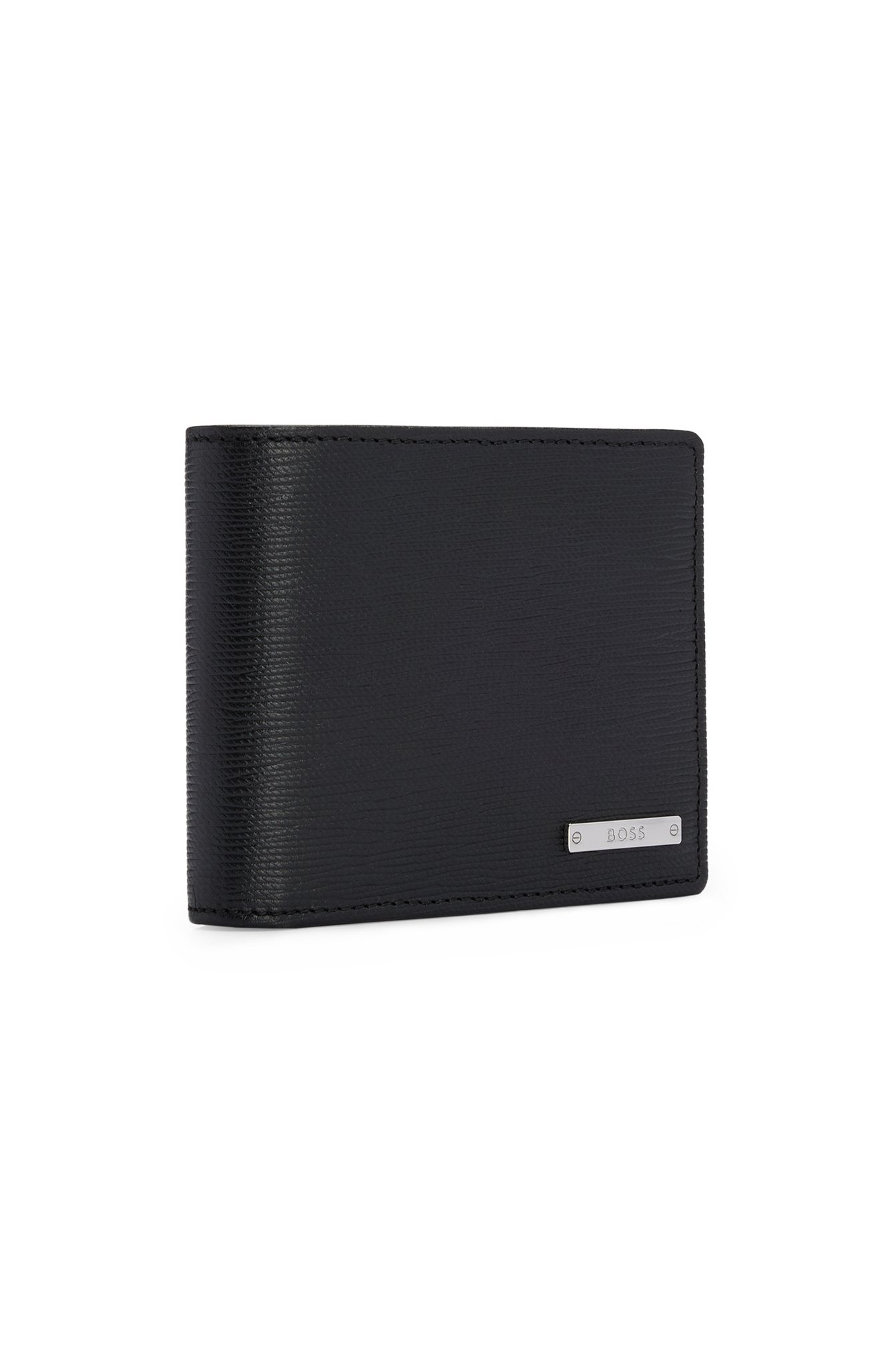 BOSS Embossed Italian Leather Trifold Wallet Gallerya