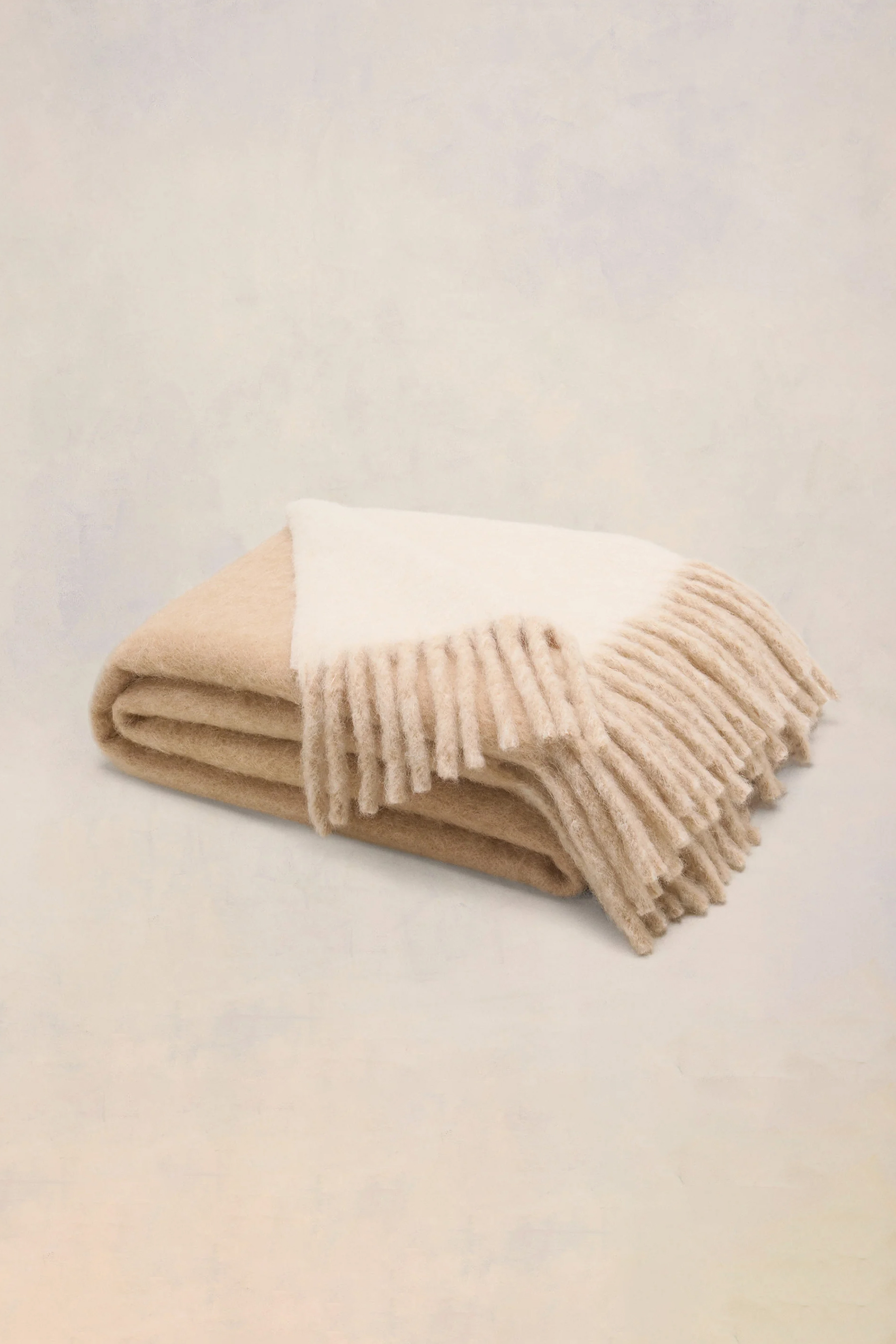 AMI PARIS Bicolor Double Sided Wool-Alpaca-Mohair Blend Blanket