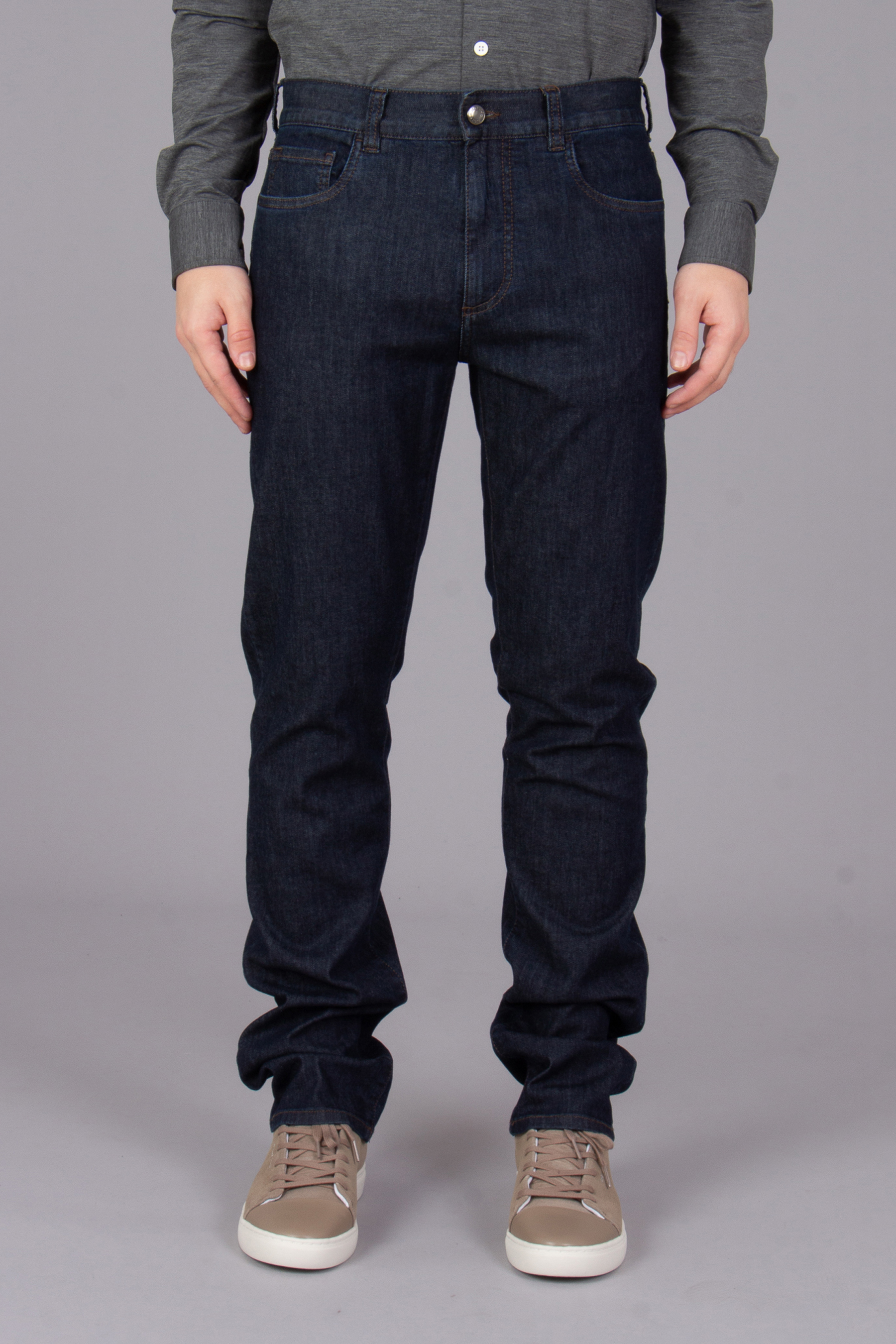 CANALI Regular Fit Cotton Stretch Denim Jeans