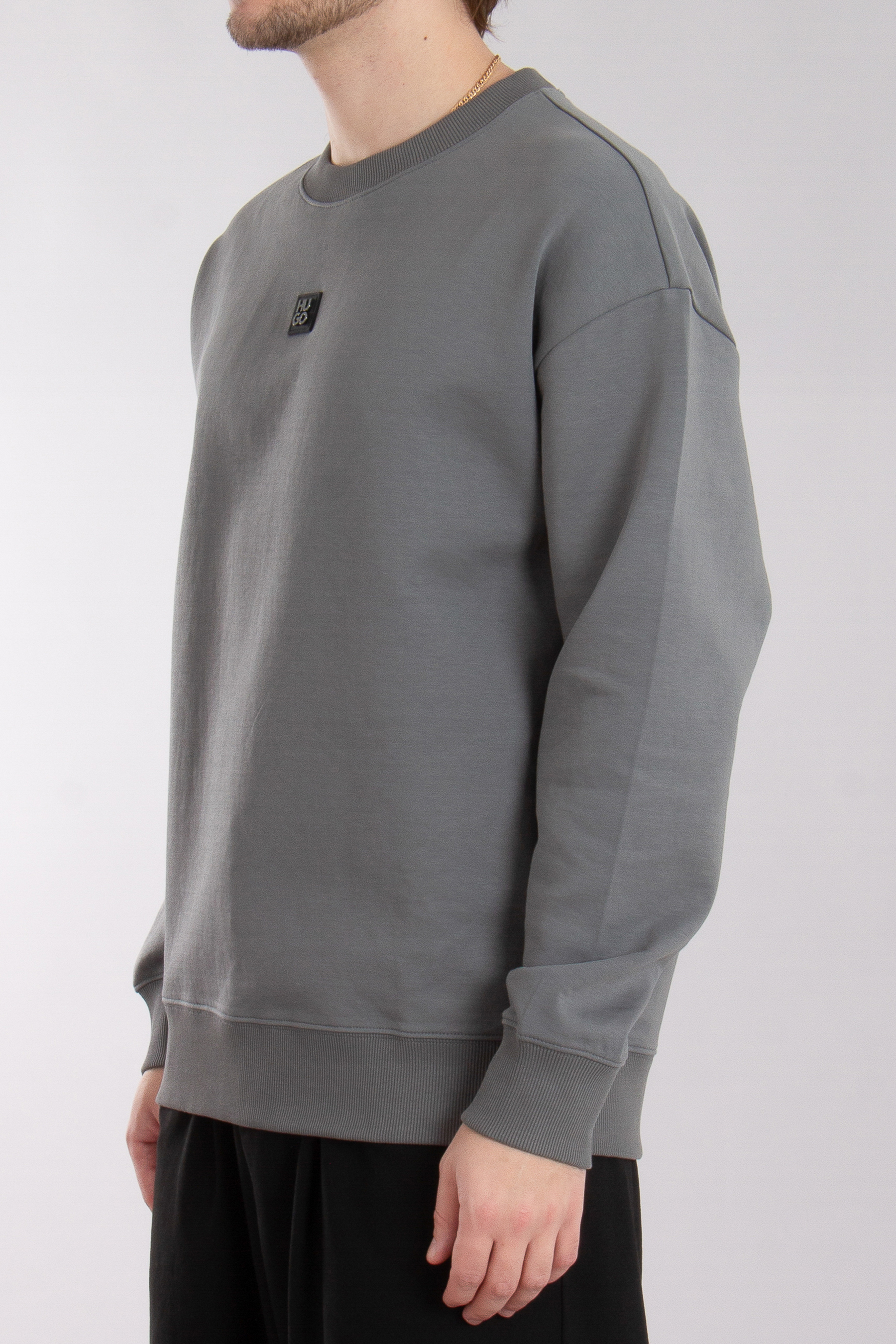 HUGO Relaxed Fit Interlock-Cotton Blend Stretch Sweatshirt Dettil