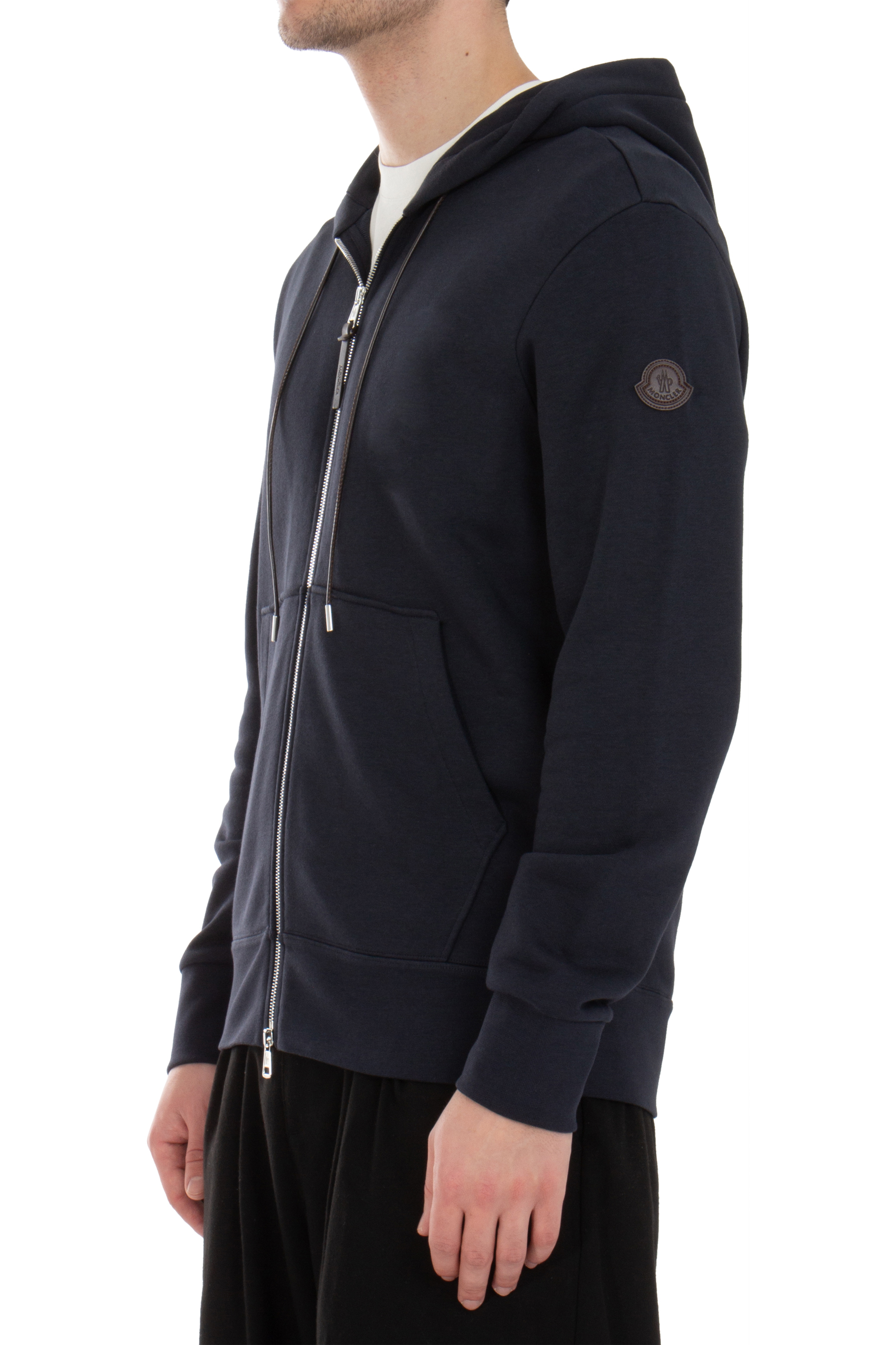 MONCLER Cotton Blend Fleece Zip Hoodie