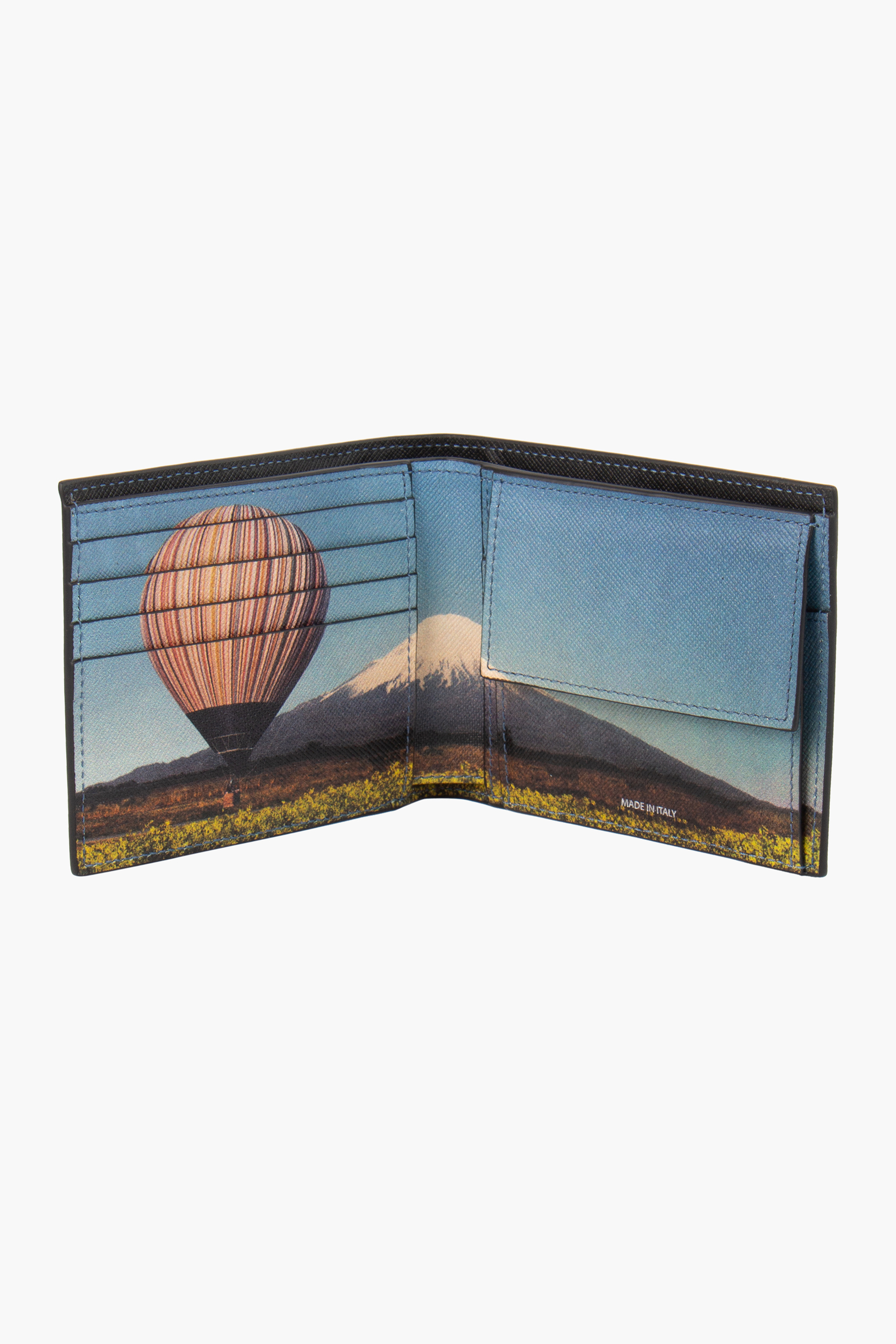 PAUL SMITH 'Signature Stripe Balloon Mount Fuji' Print Leather Bifold Wallet