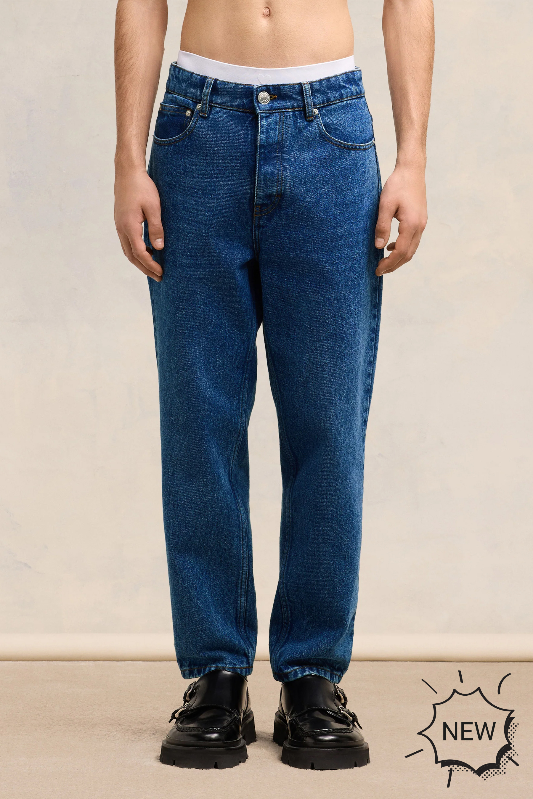 AMI PARIS Tapered Fit Cotton Denim Jeans