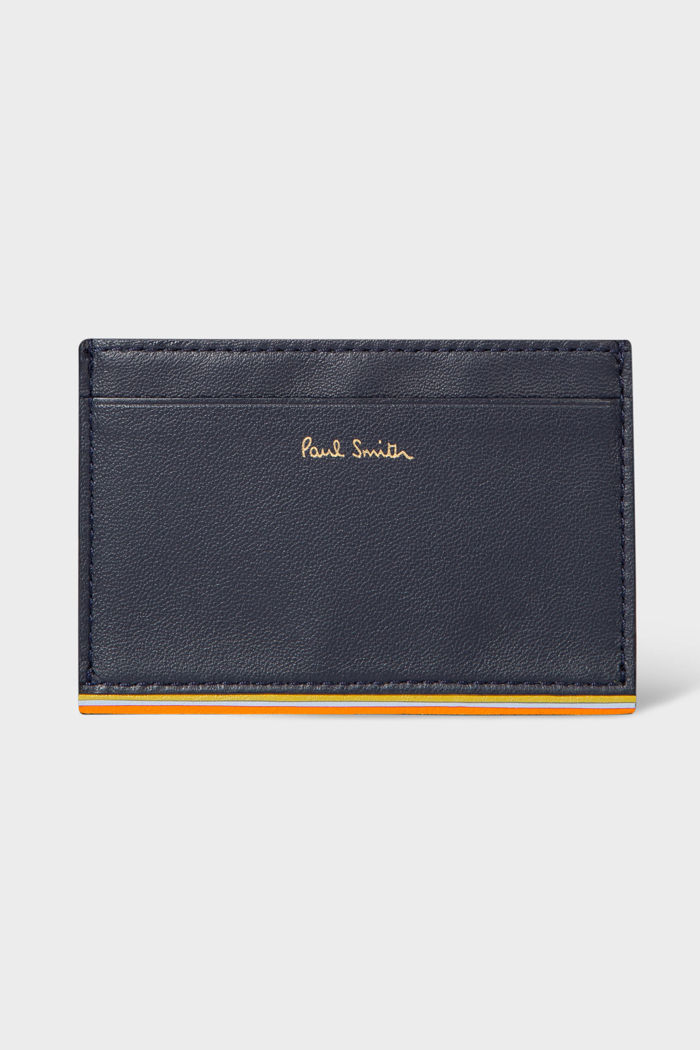 PAUL SMITH Stripe Trim Leather Card Holder