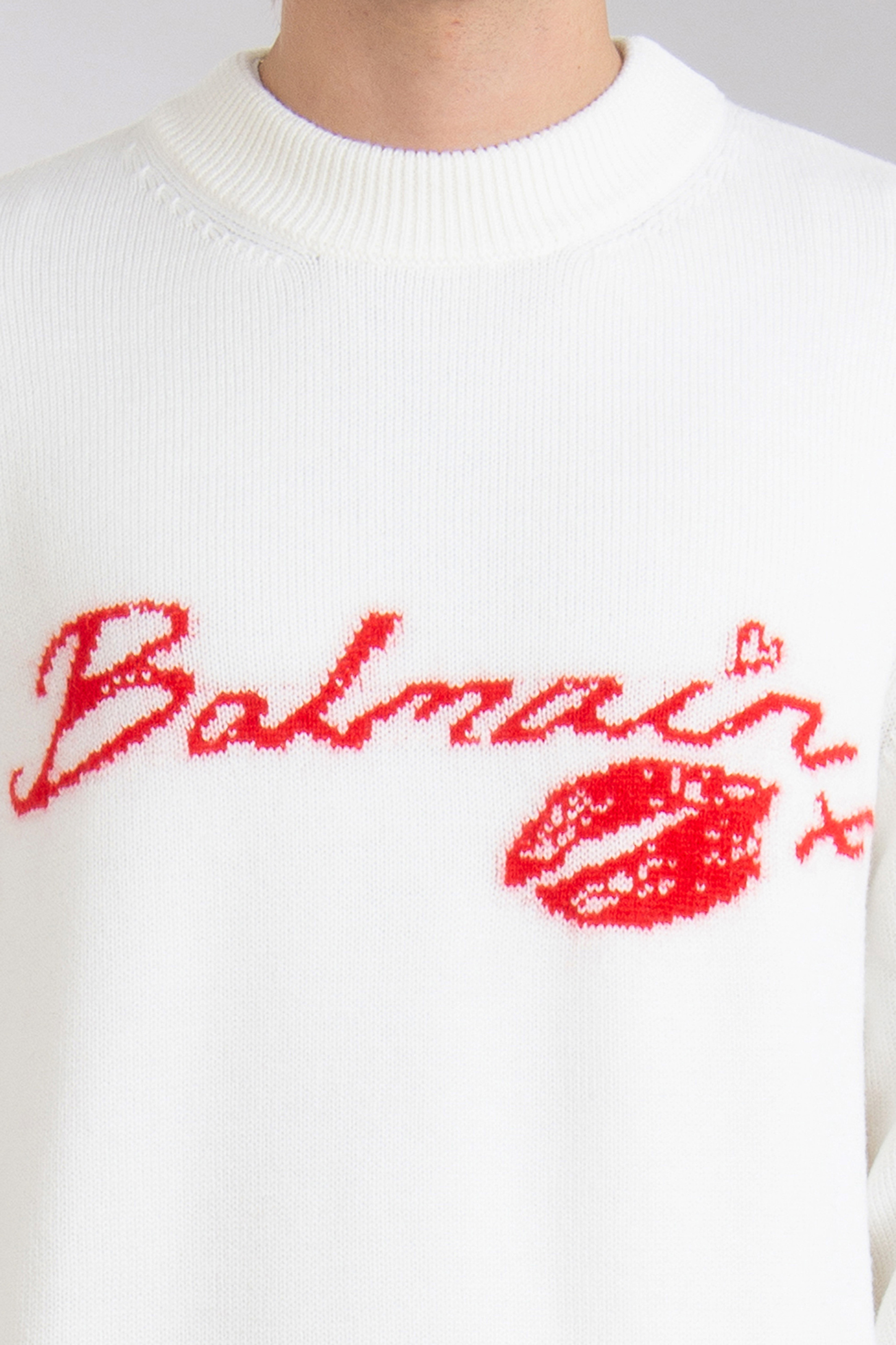 BALMAIN Kiss Logo Virgin Wool Sweater