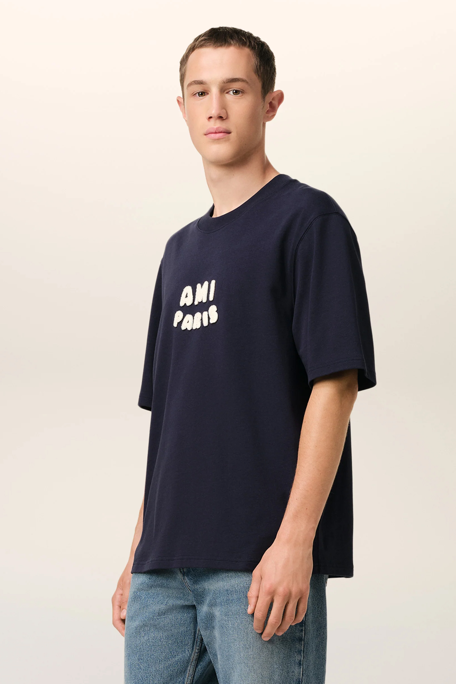 AMI PARIS Boxy Fit Organic Cotton Jersey T-Shirt