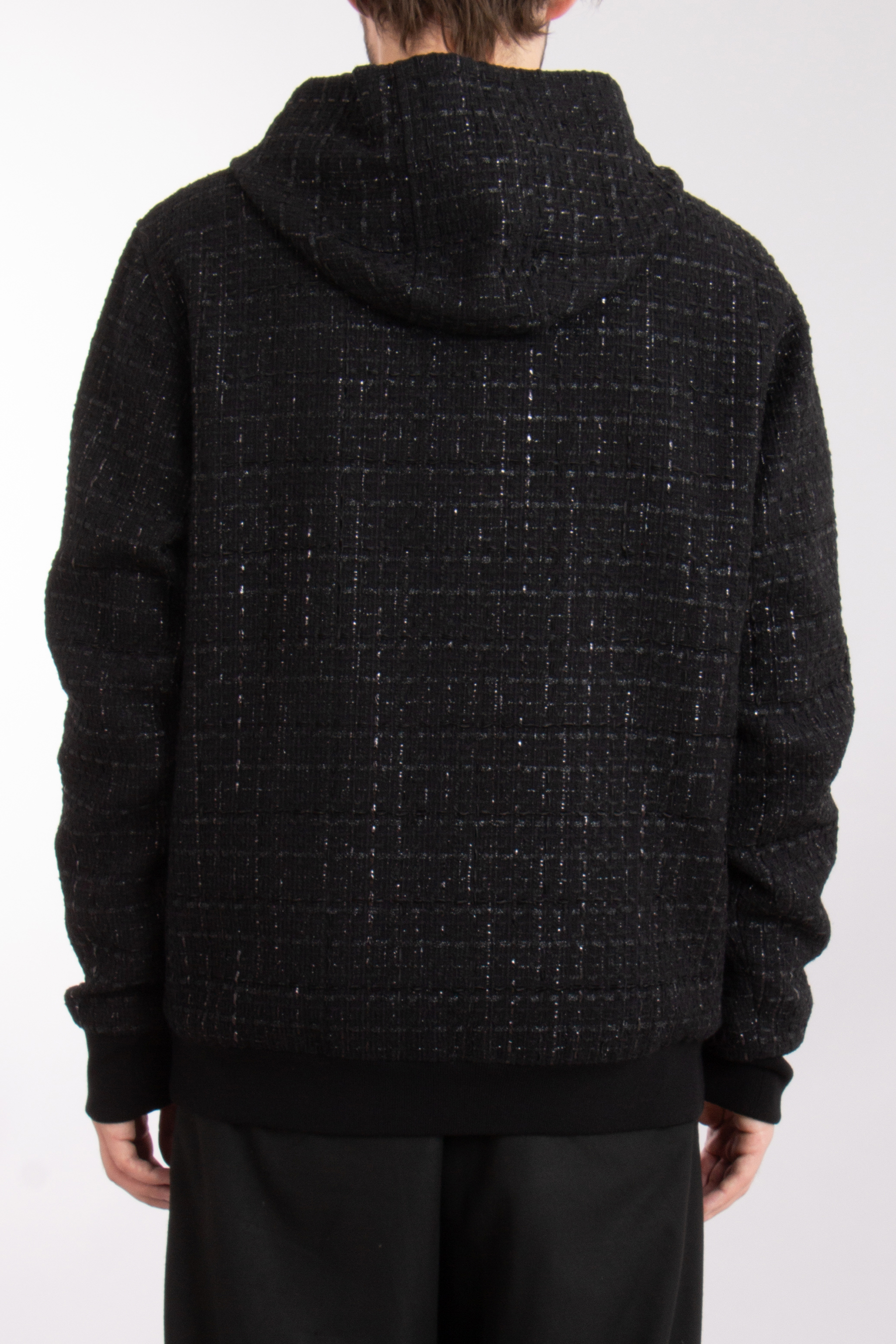 BALMAIN Cotton Blend Tweed Zip Hoodie