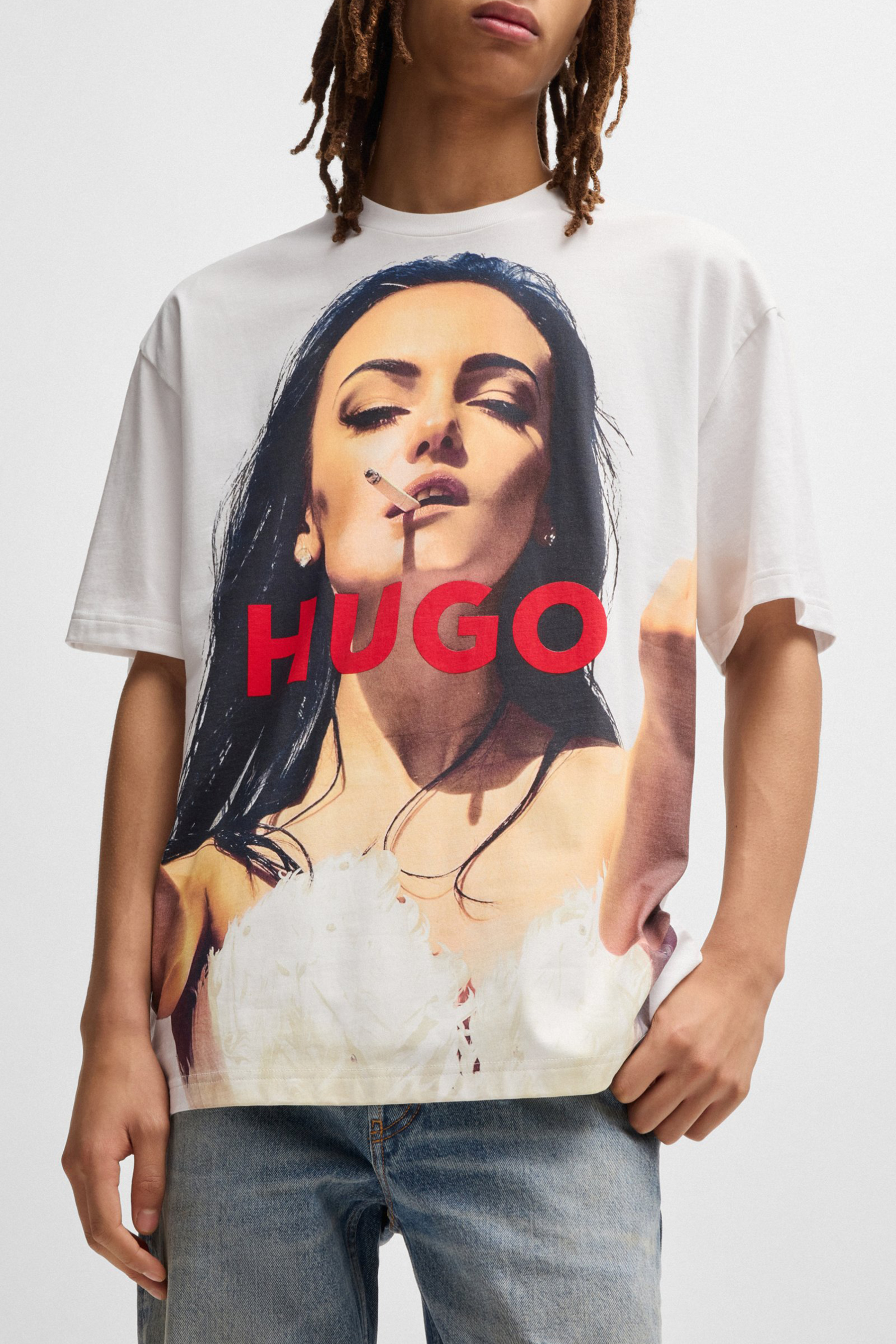 HUGO Oversized Printed Cotton Jersey T-Shirt Duwedie