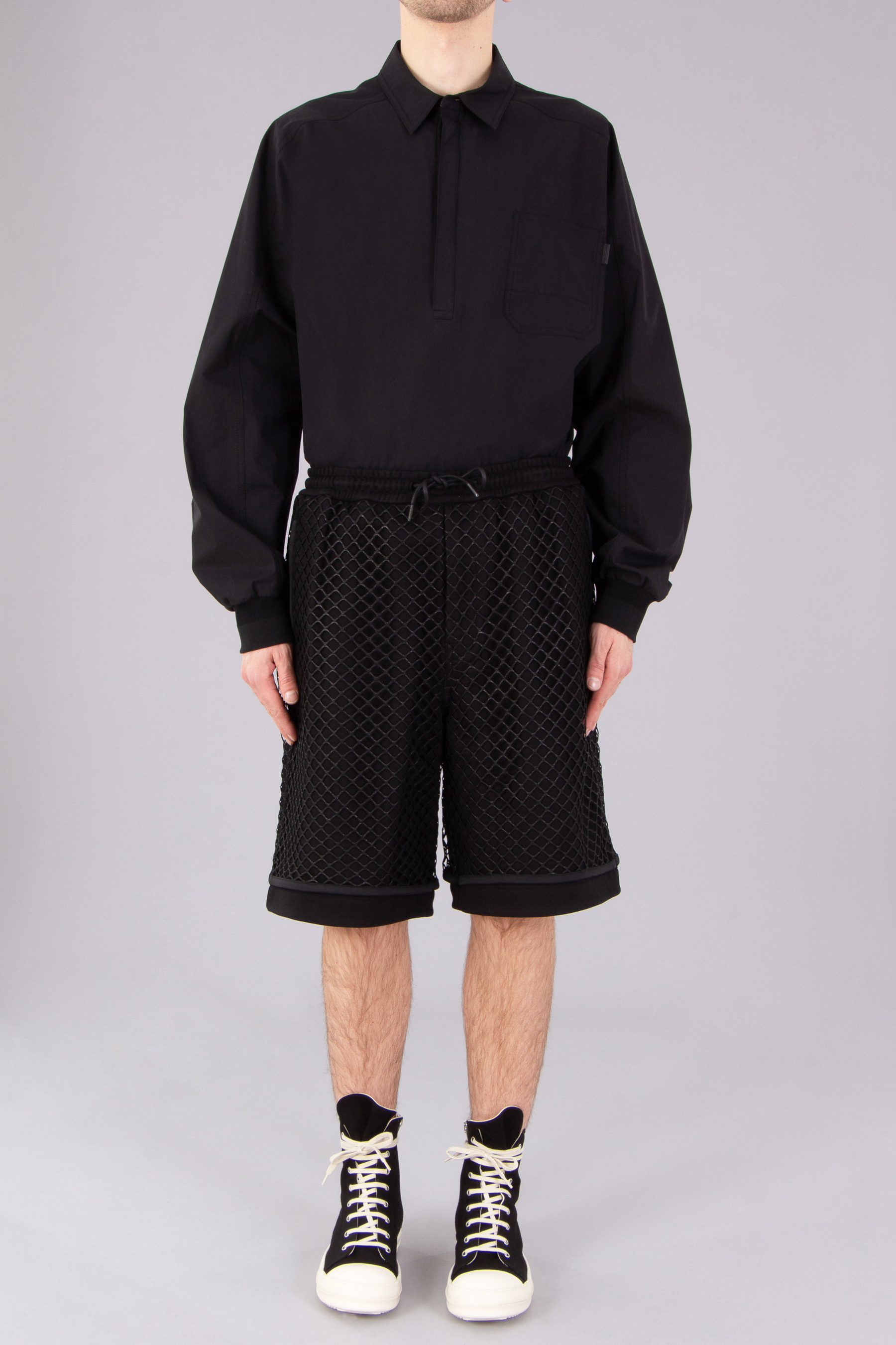 JUUN.J Wide Fit Netting Cotton Jersey Shorts