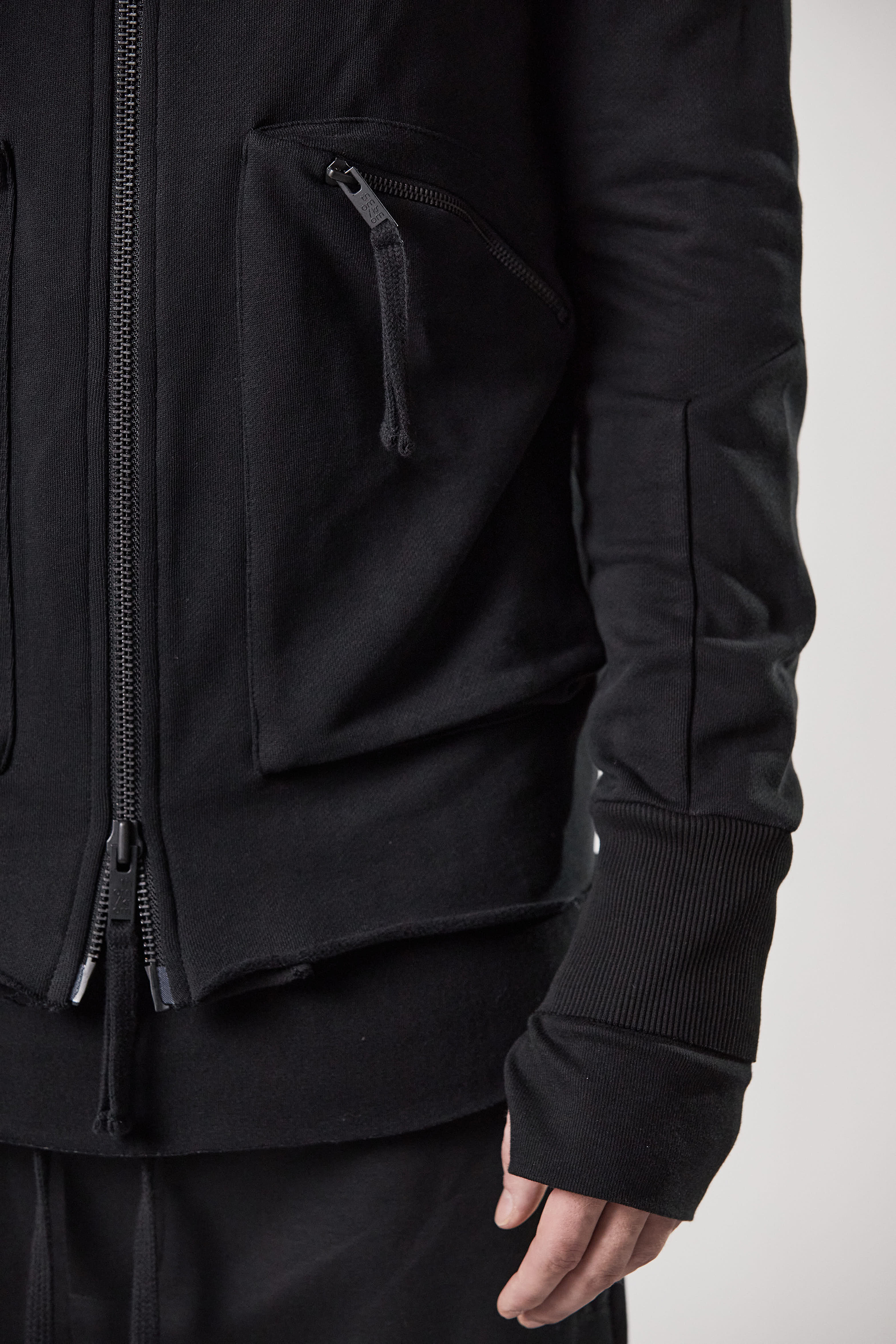 THOM KROM Hooded Cotton Jersey Zip Jacket