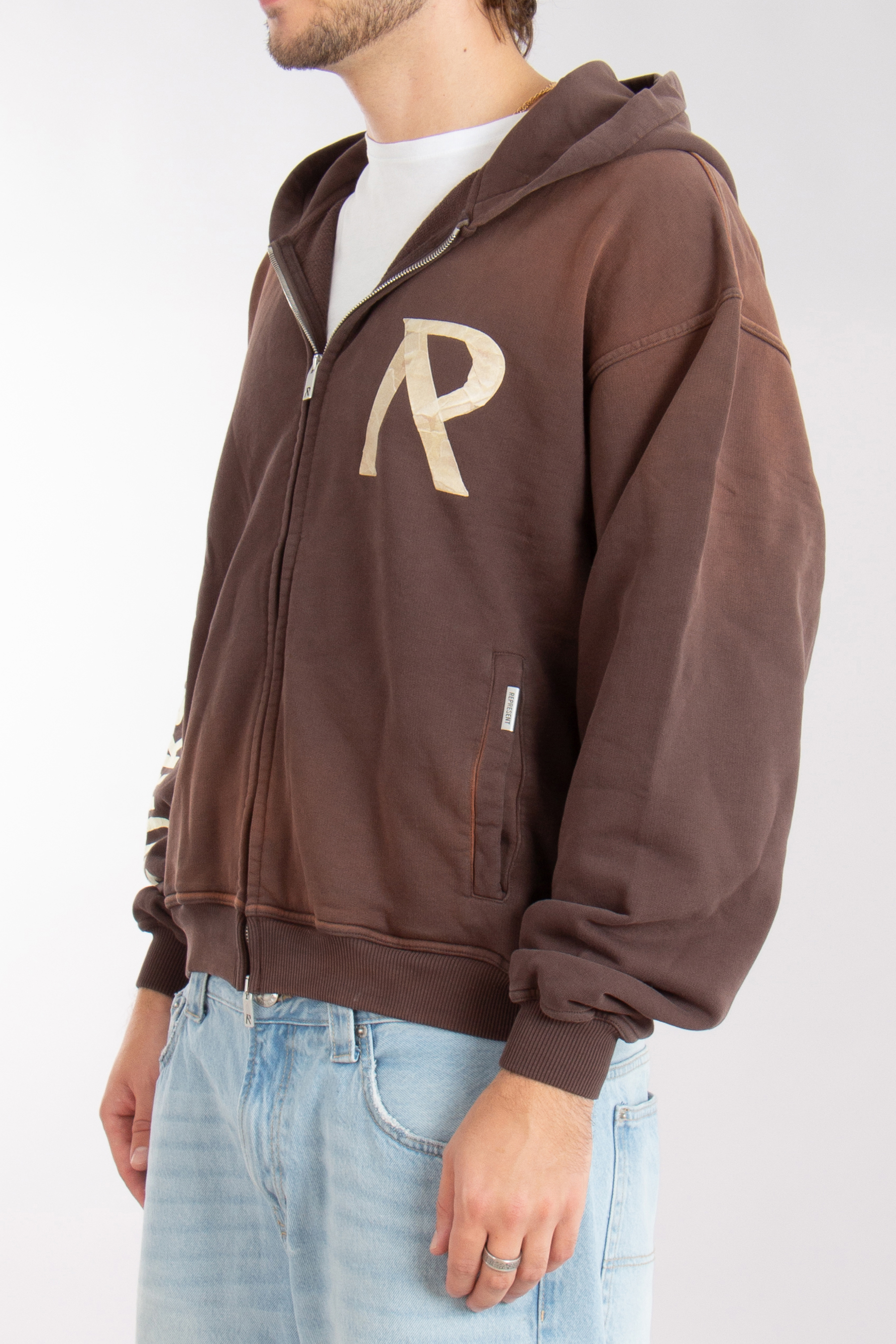 REPRESENT Masking Tape Initial Print Cotton Zip Hoodie