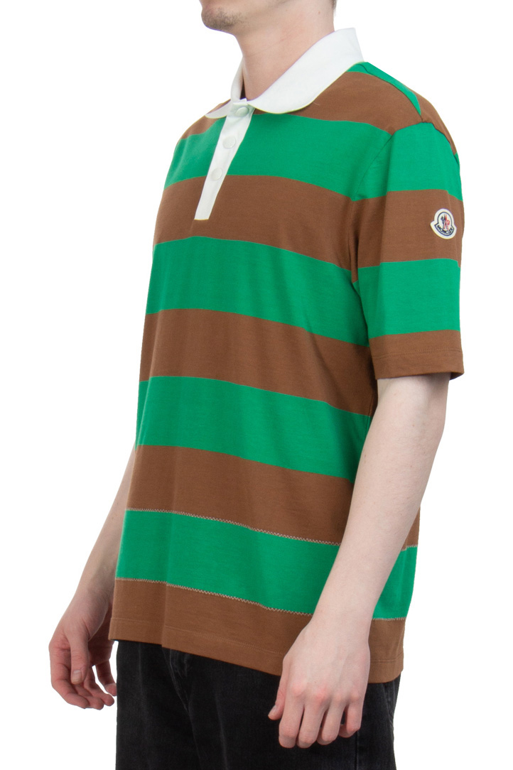 MONCLER Striped Cotton Polo Shirt