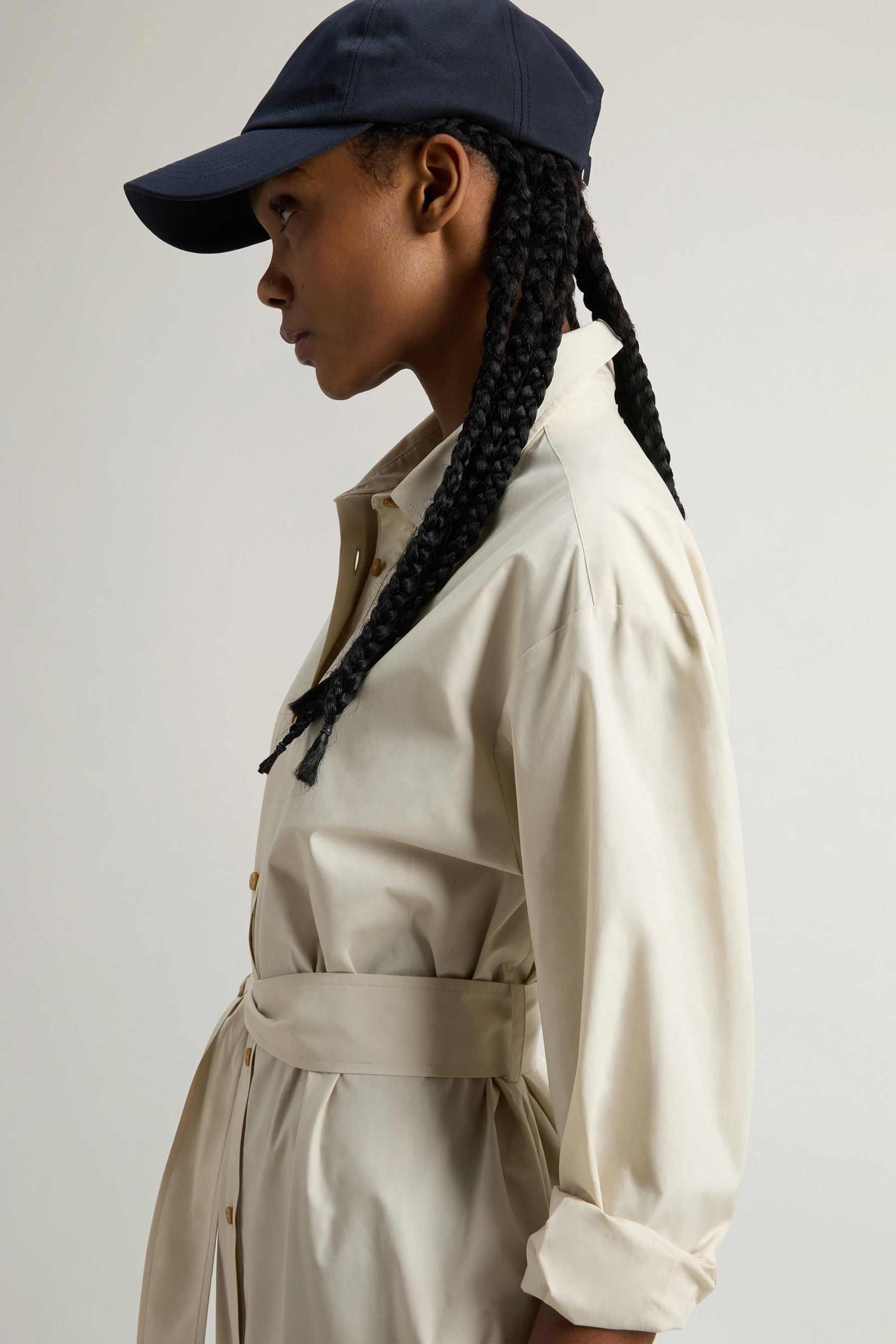 WOOLRICH Oversized Cotton Poplin Belted Shirt Dress