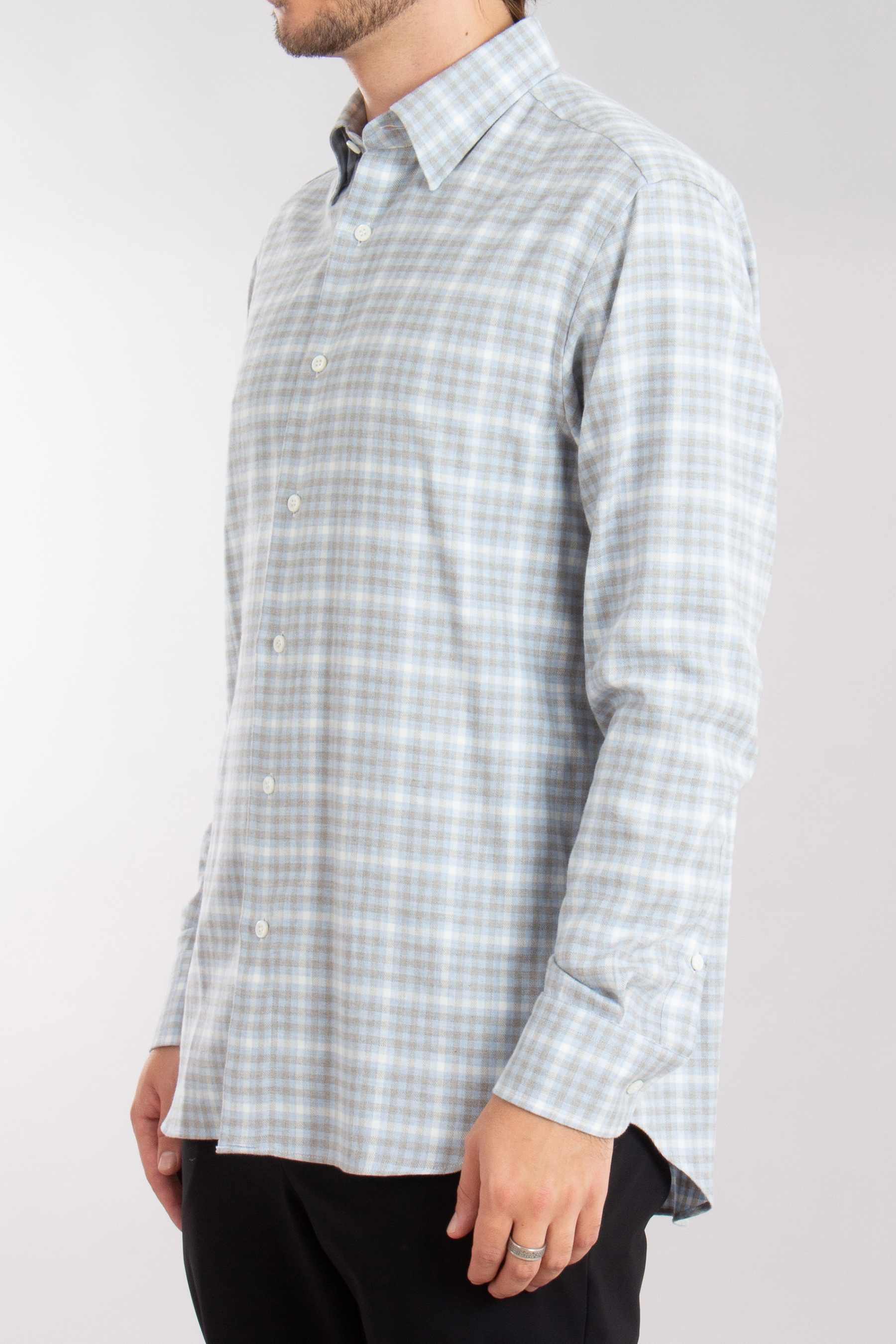 BRIONI Checked Cotton Flannel Shirt