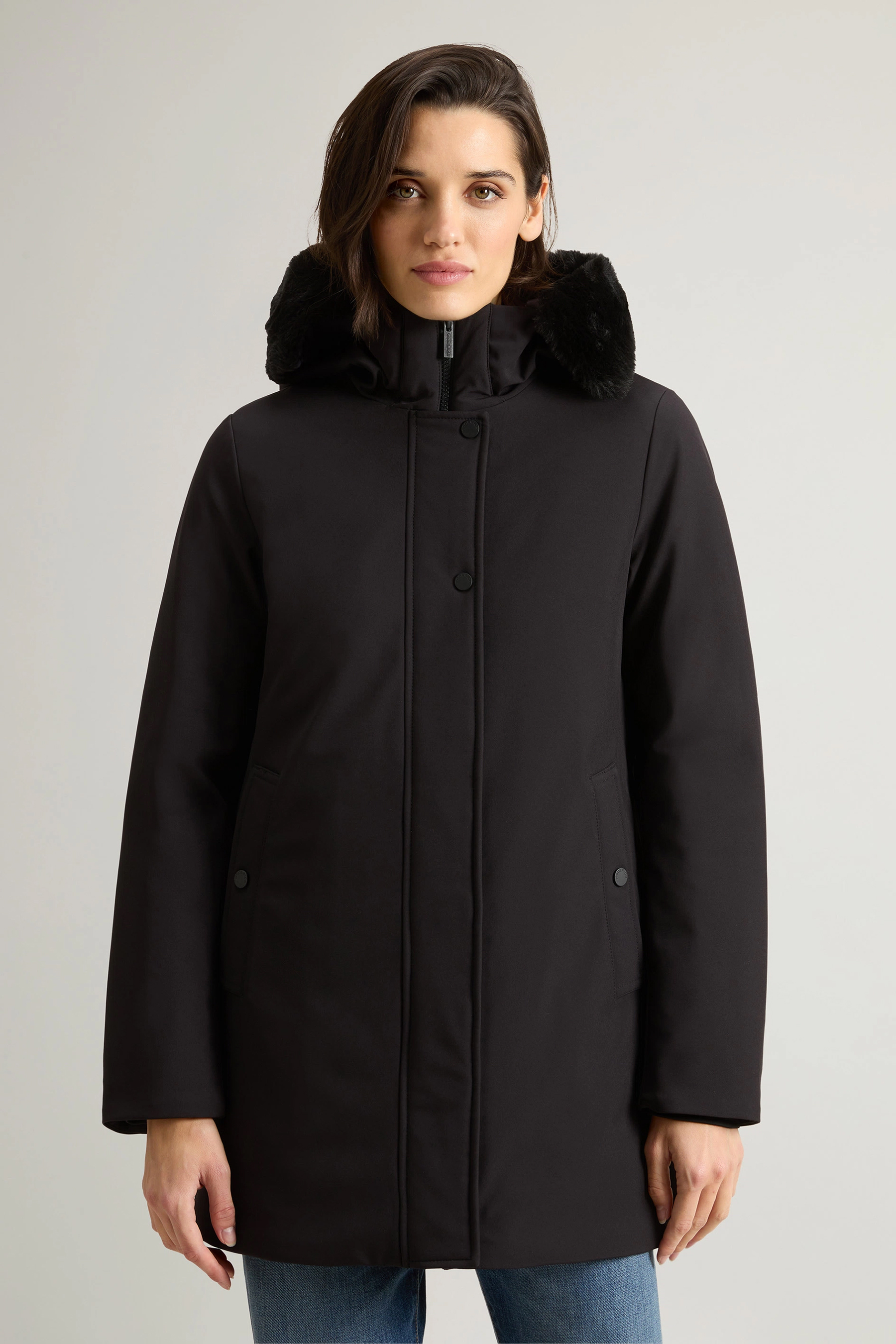 WOOLRICH Tech Softshell Firth Down Faux Fur Parka