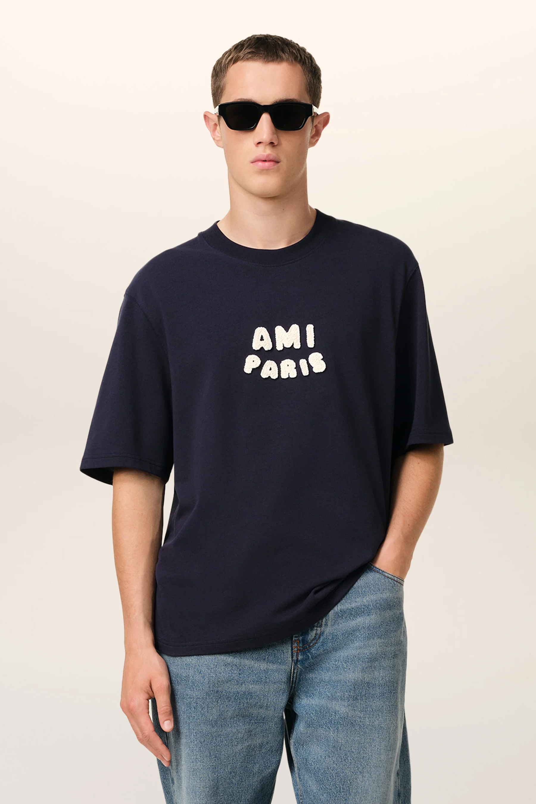 AMI PARIS Boxy Fit Organic Cotton Jersey T-Shirt