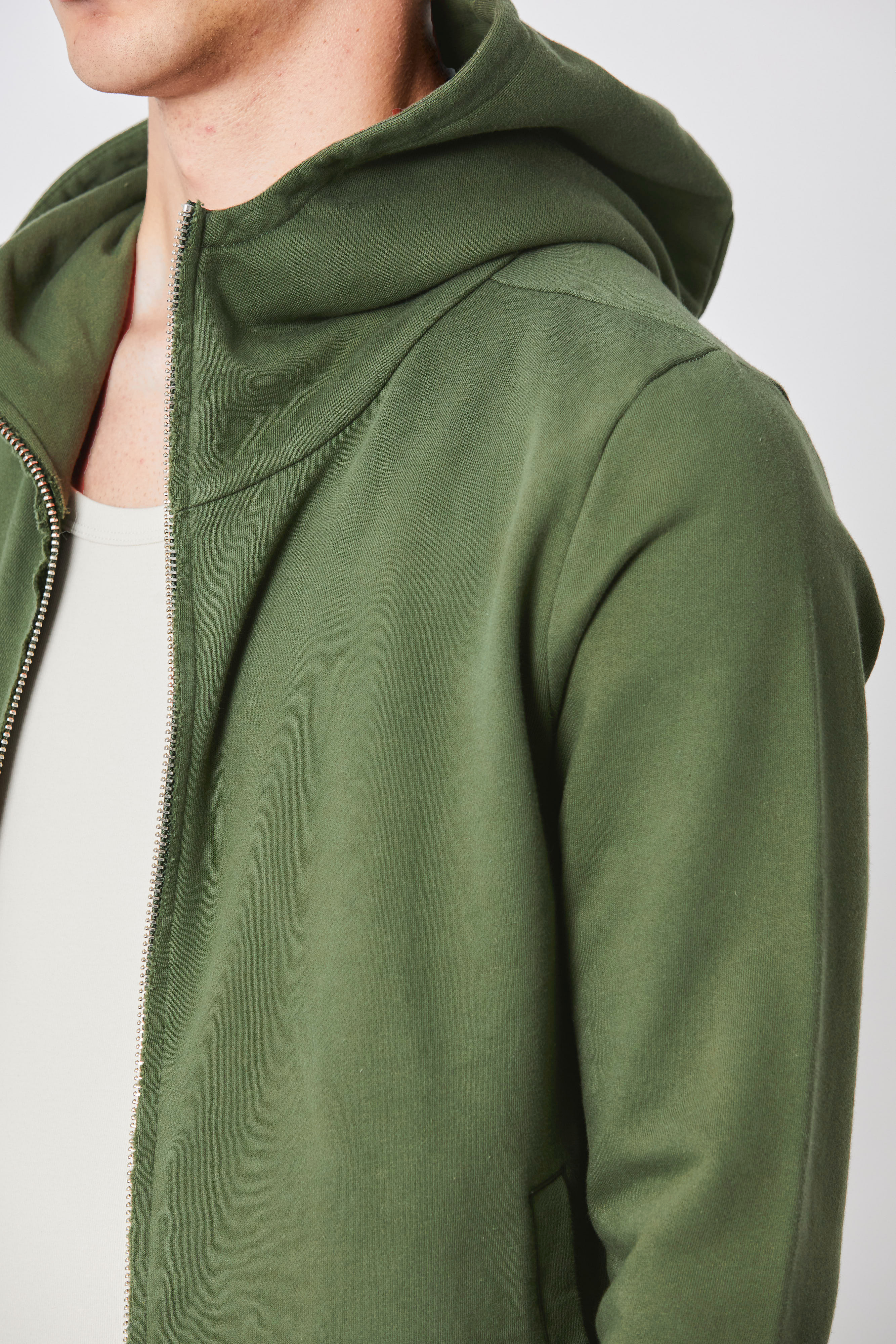 THOM KROM Cotton Hooded Zip Up Sweatshirt