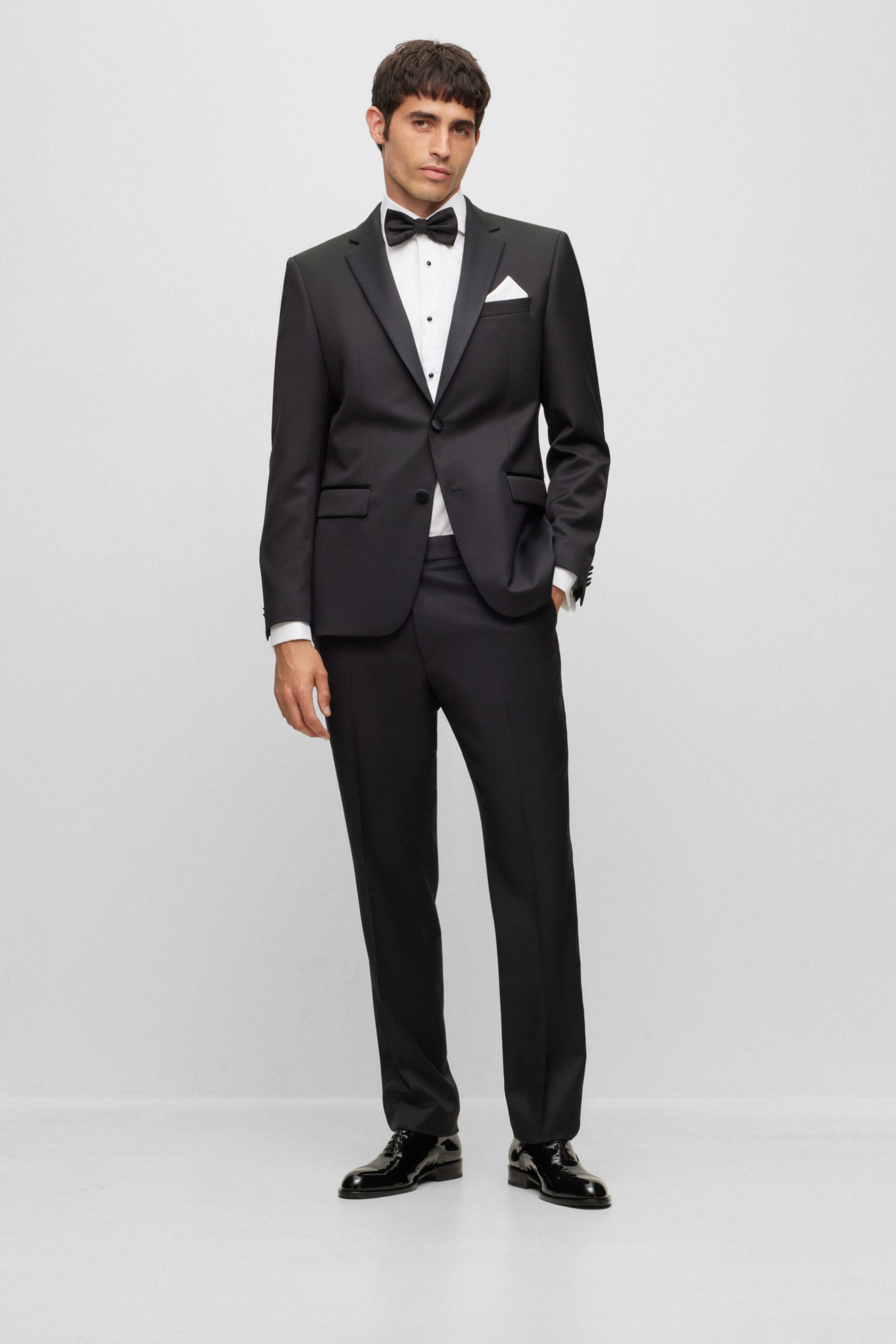 BOSS Virgin Wool Serge Tuxedo Pants H-Lenon