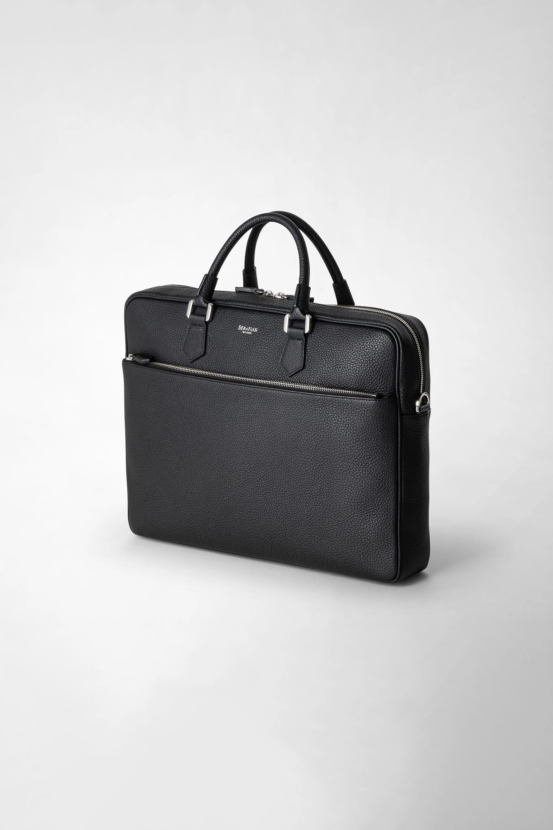 SERAPIAN Slim Cashmere Leather Briefcase