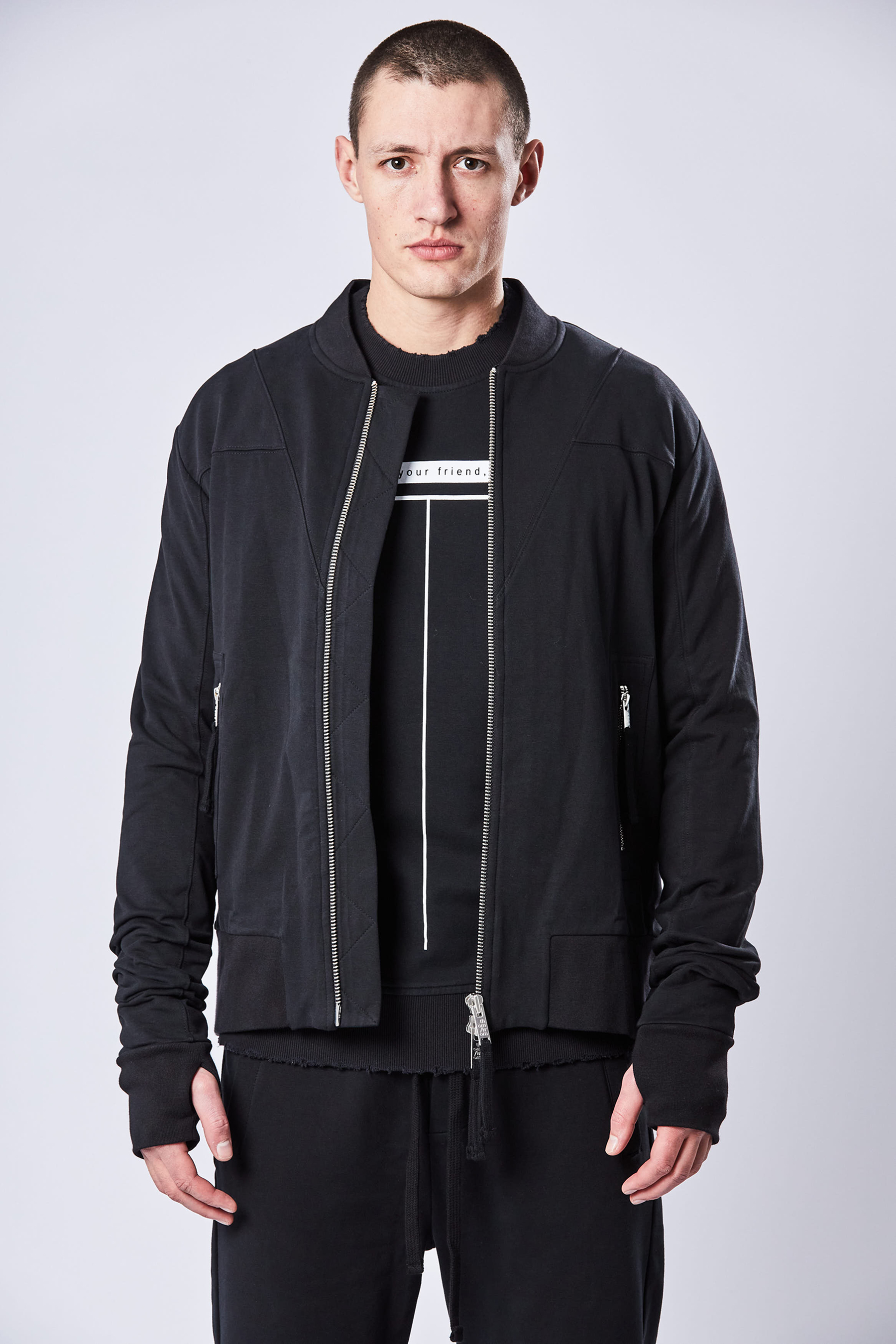 THOM KROM Cotton Stretch Bomber Sweatjacket