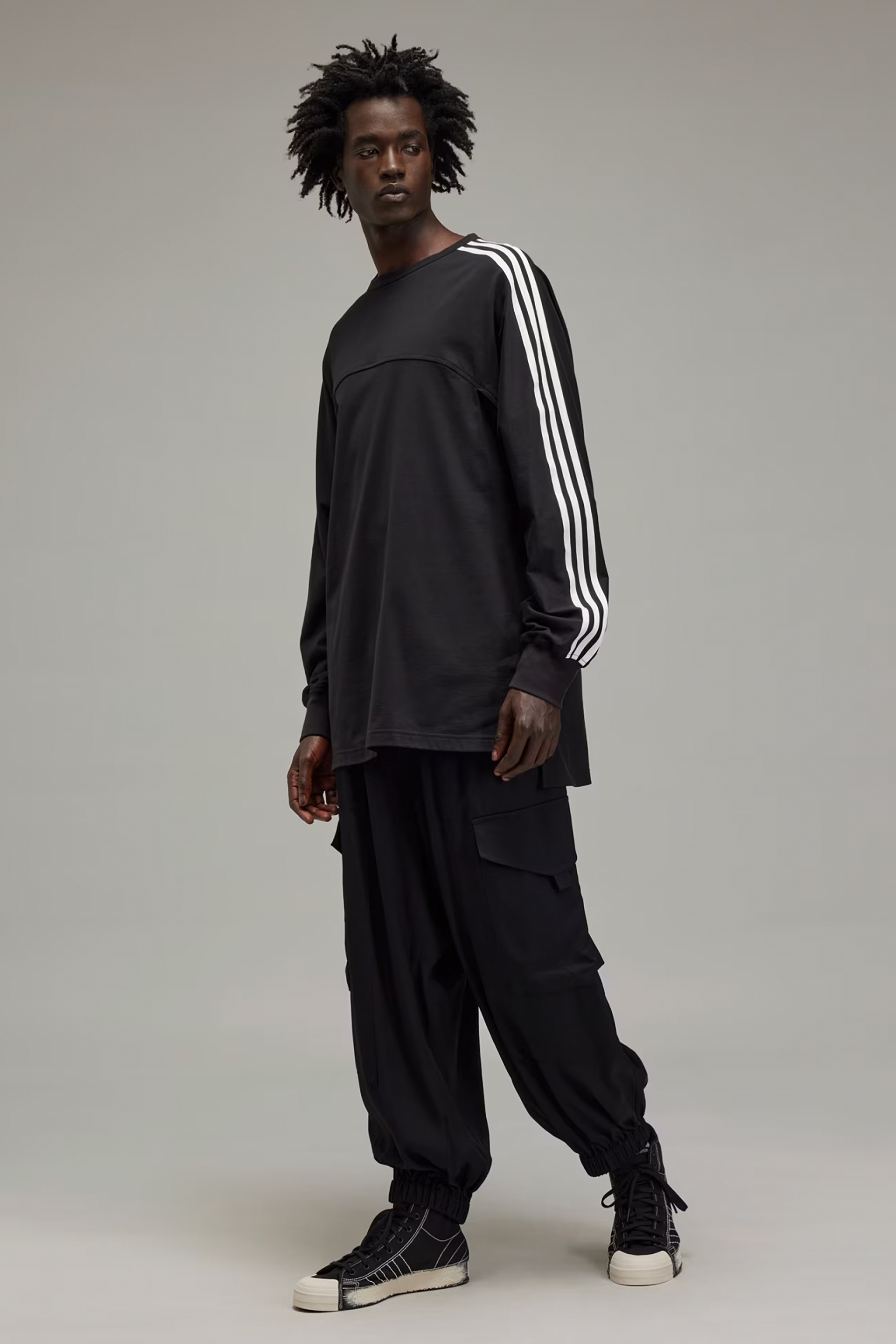 Y-3 3-Stripes Cotton Jersey Long Sleeve T-Shirt