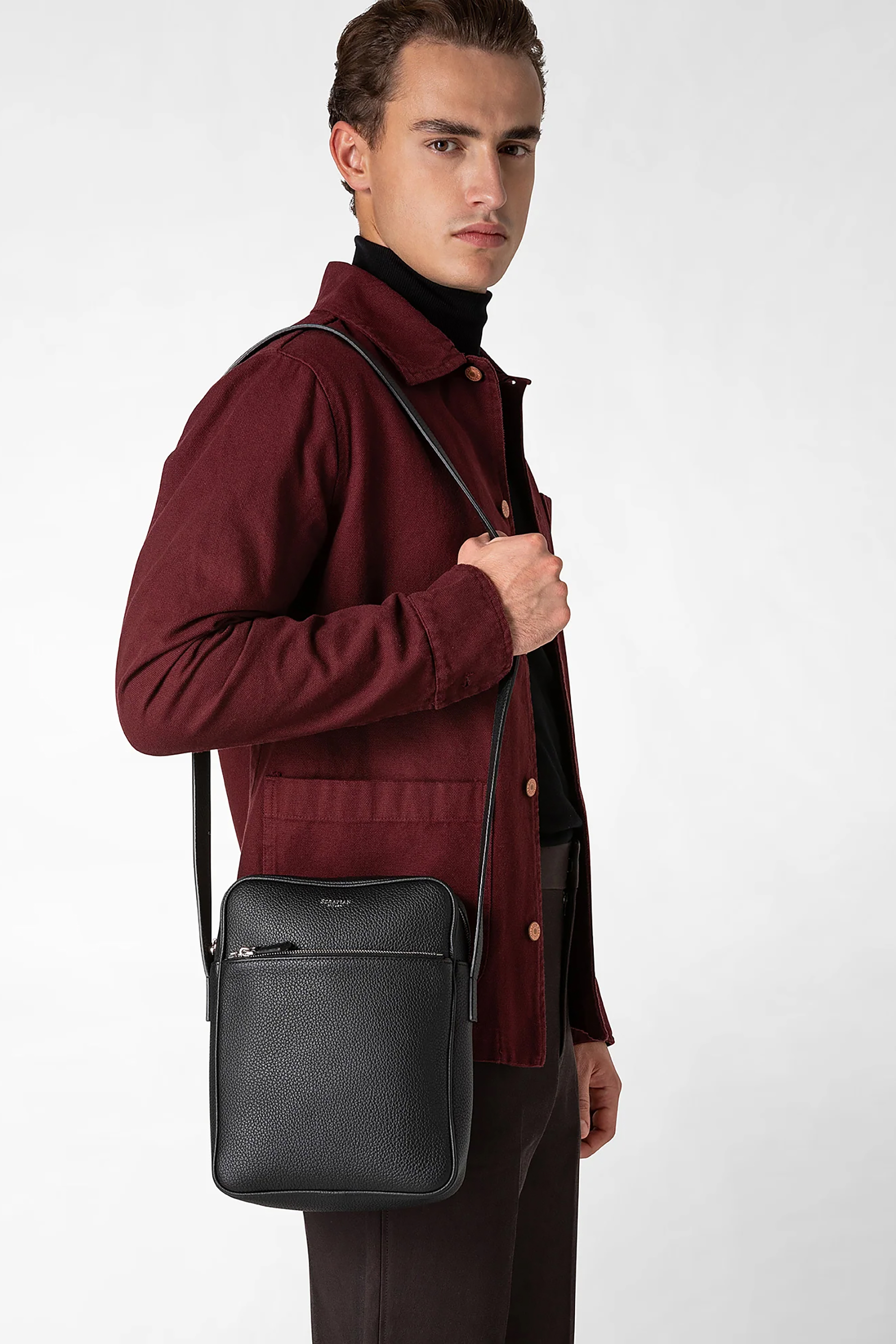 SERAPIAN Cashmere Leather Messenger Bag North South