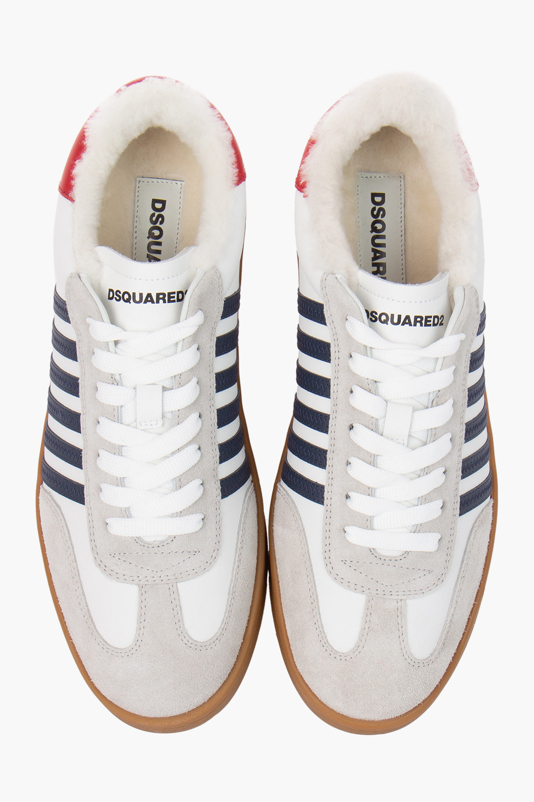 DSQUARED2 Sheepskin Lined Leather & Suede Sneakers Boxer