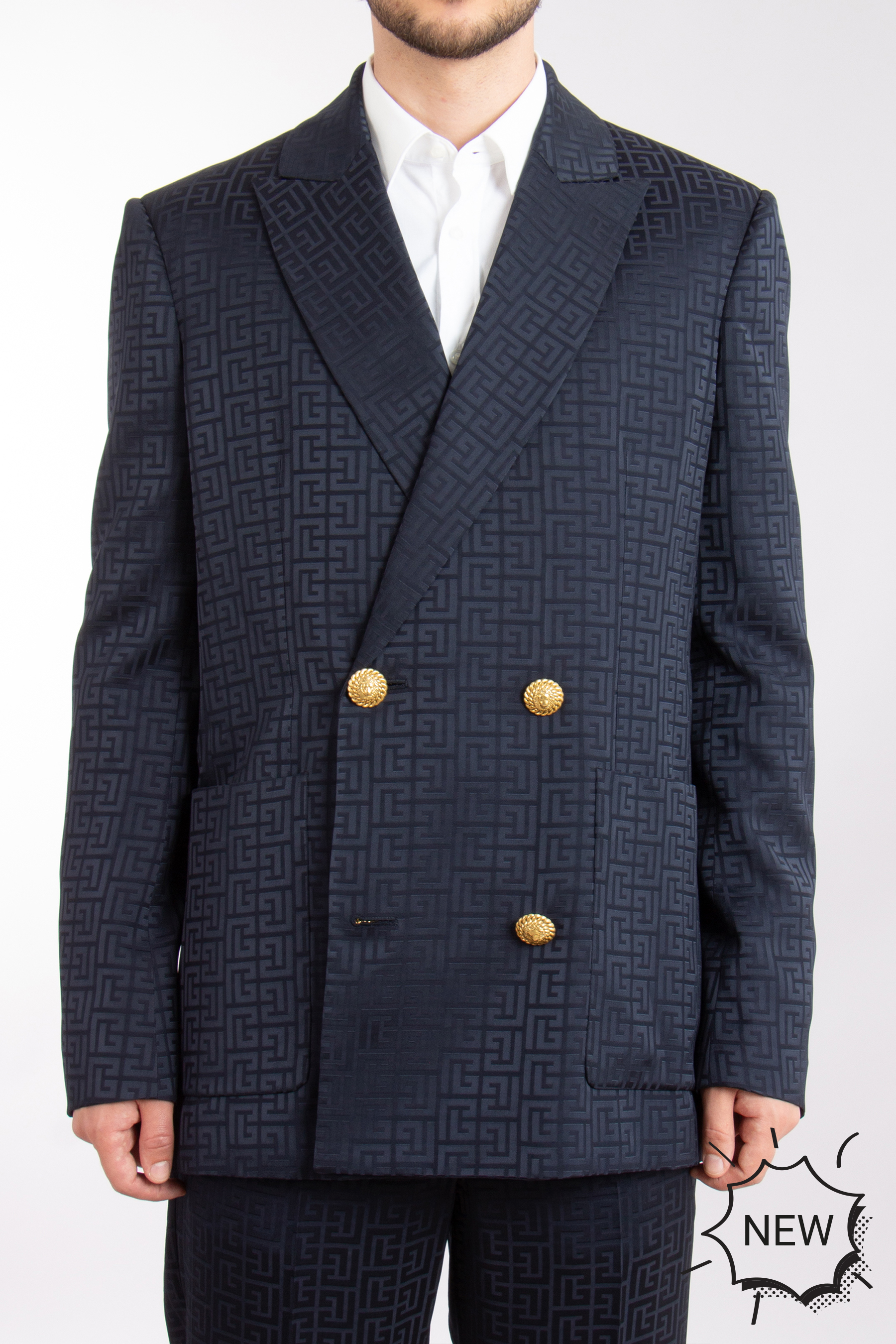 BALMAIN Monogrammed Satin Jacquard Blazer