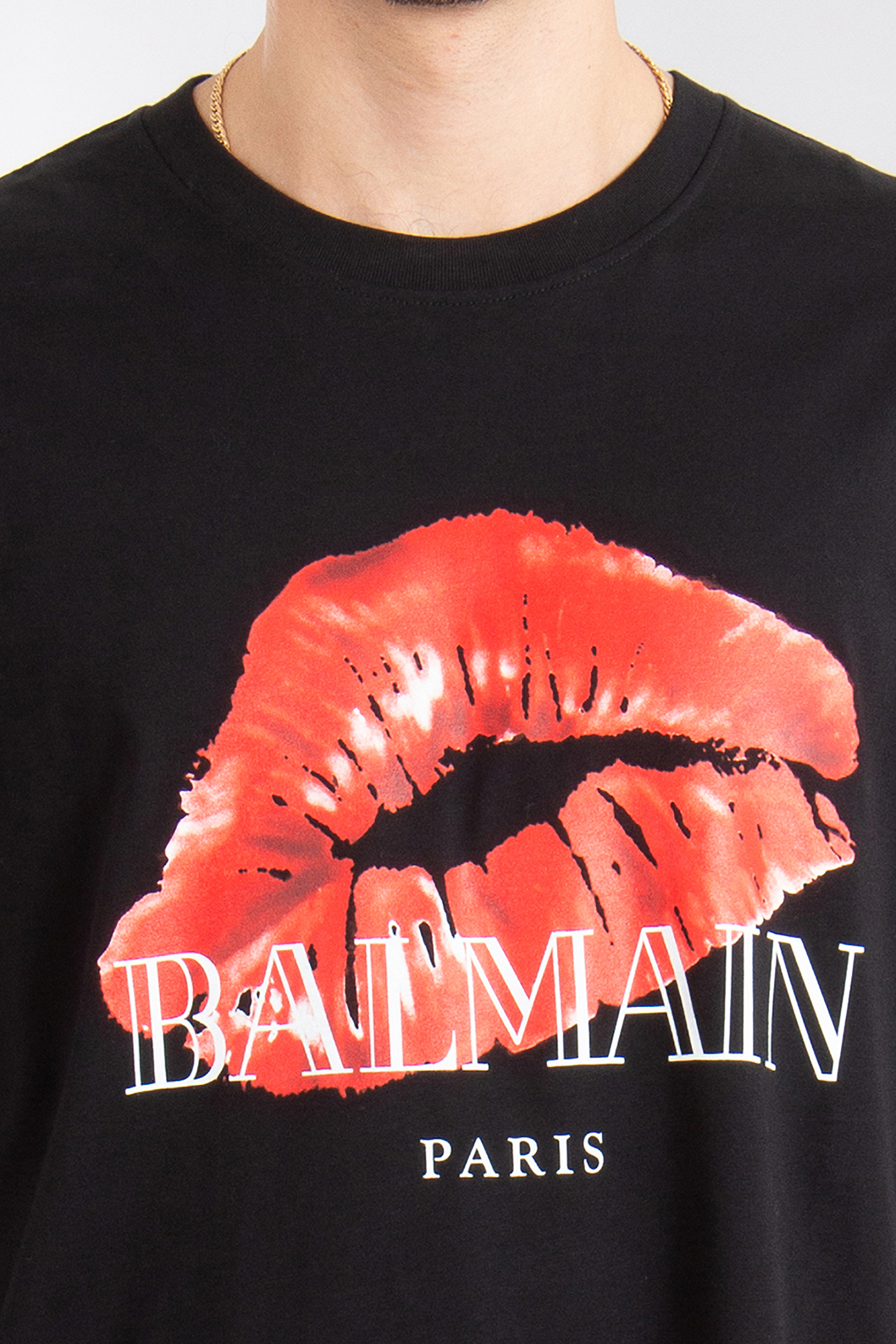 BALMAIN Kiss Print Organic Cotton Jersey T-Shirt