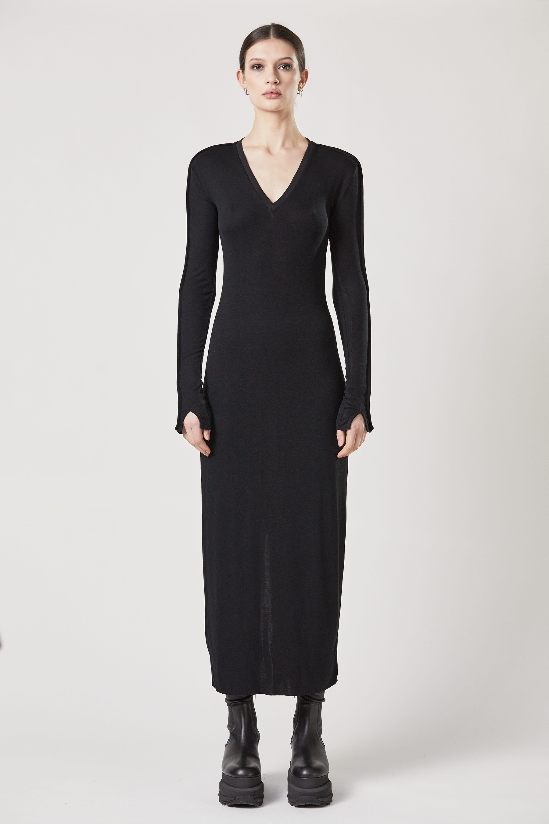 THOM KROM Viscose Stretch Jersey Maxi Dress