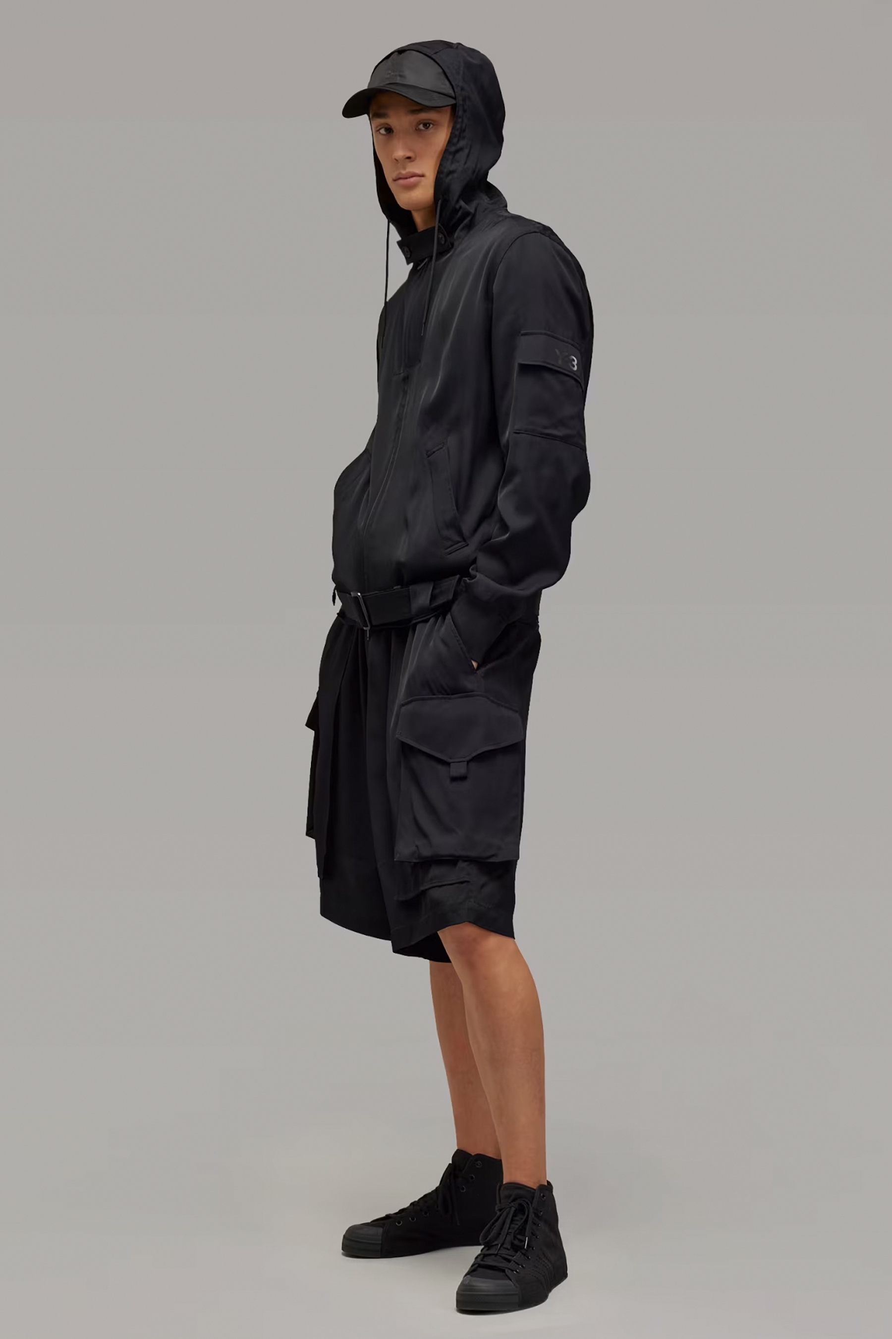 Y-3 Loose Fit Rayon Twill Hooded Jacket