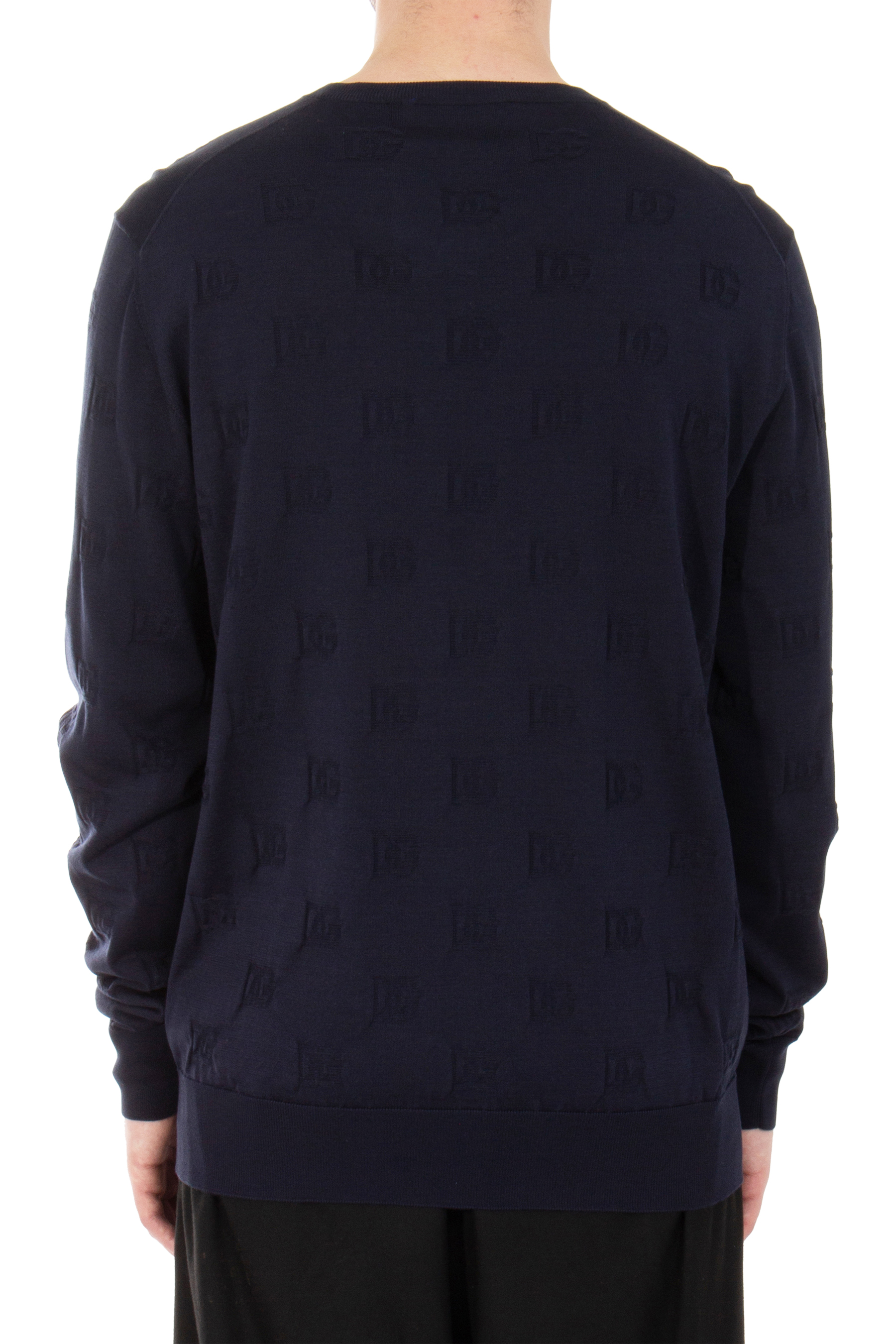 DOLCE & GABBANA Logo Inlay Silk Knit Sweater