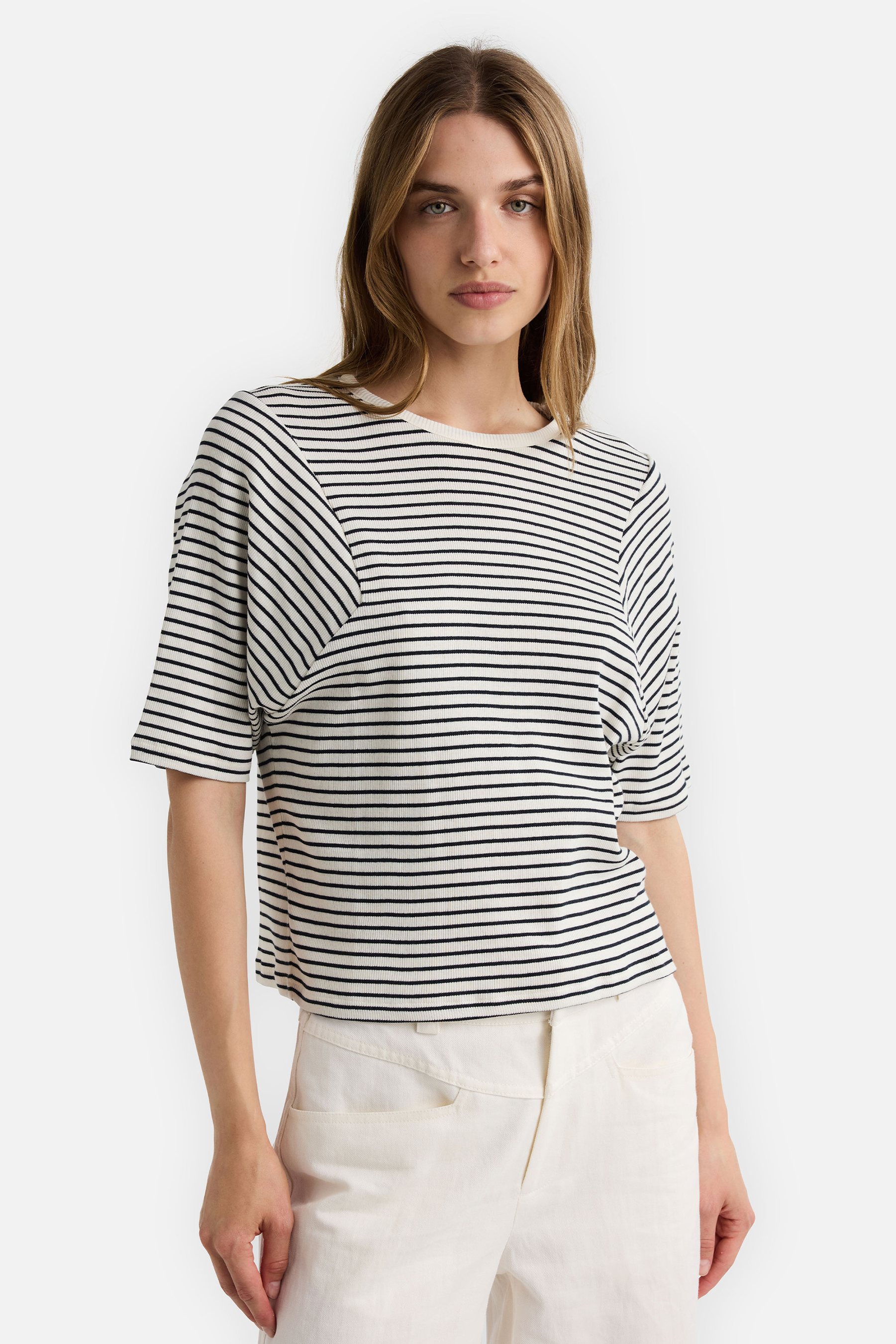 IHEART Striped Ribbed Cotton Jersey T-Shirt Julenta