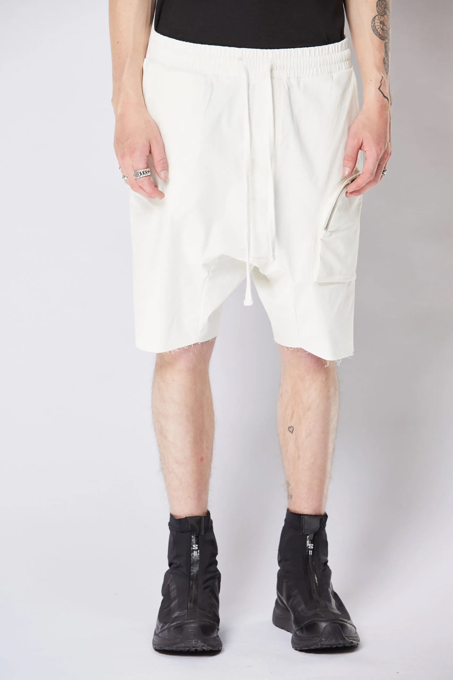 THOM KROM Drop Crotch Cotton Stretch Shorts