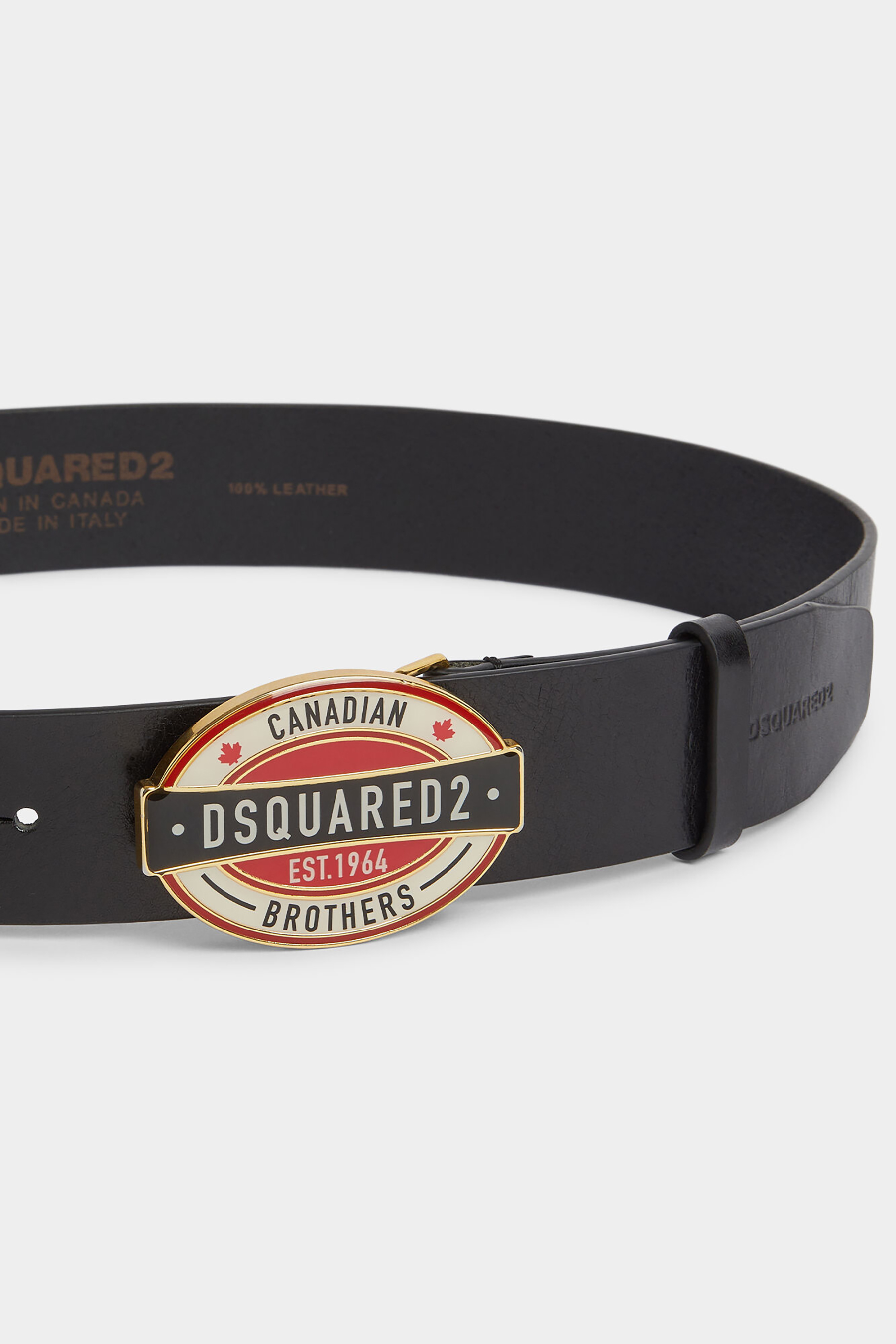 DSQUARED2 Canadian Brothers Plaque Leather Belt