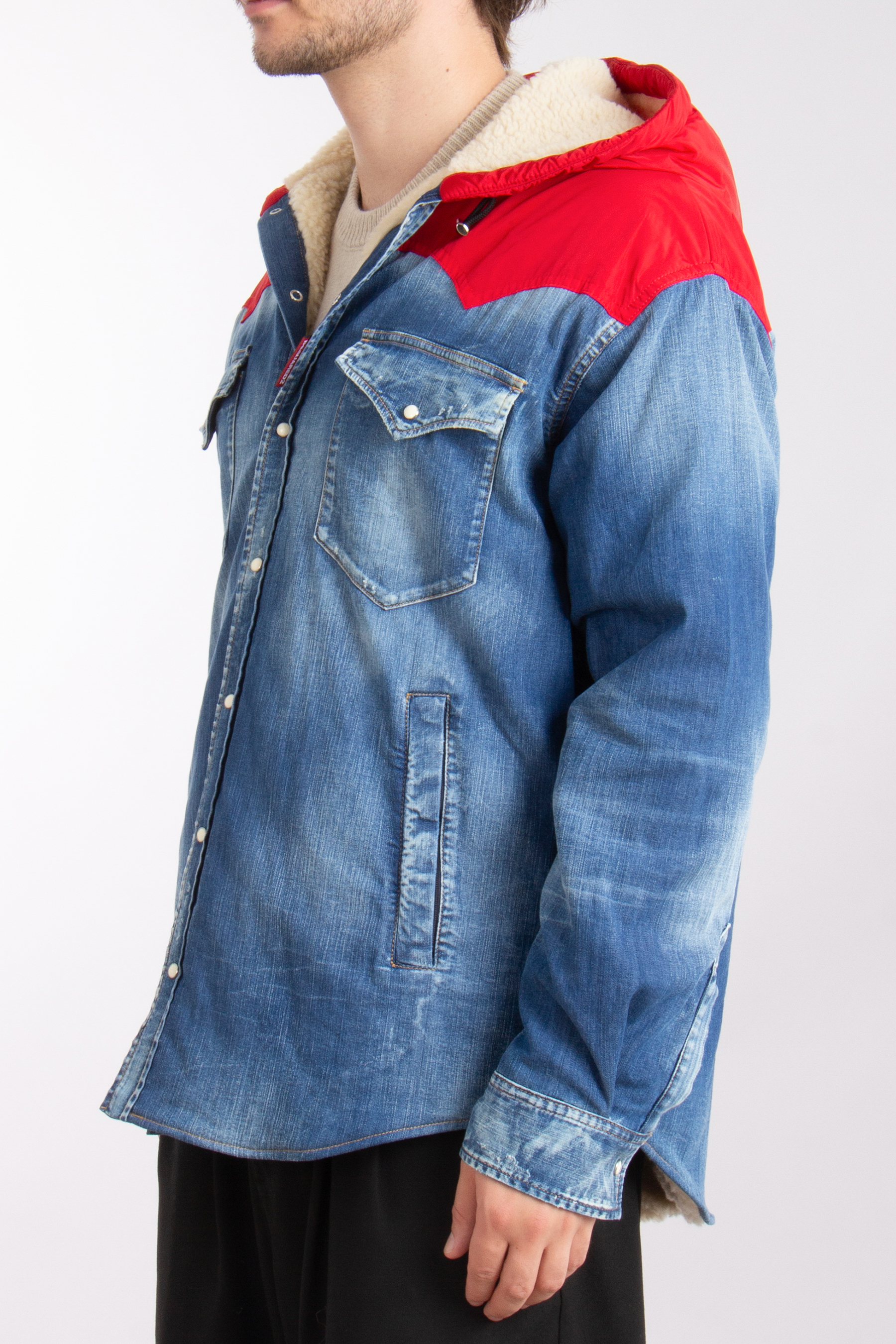 DSQUARED2 Lined Cotton Denim Winter Western Overshirt