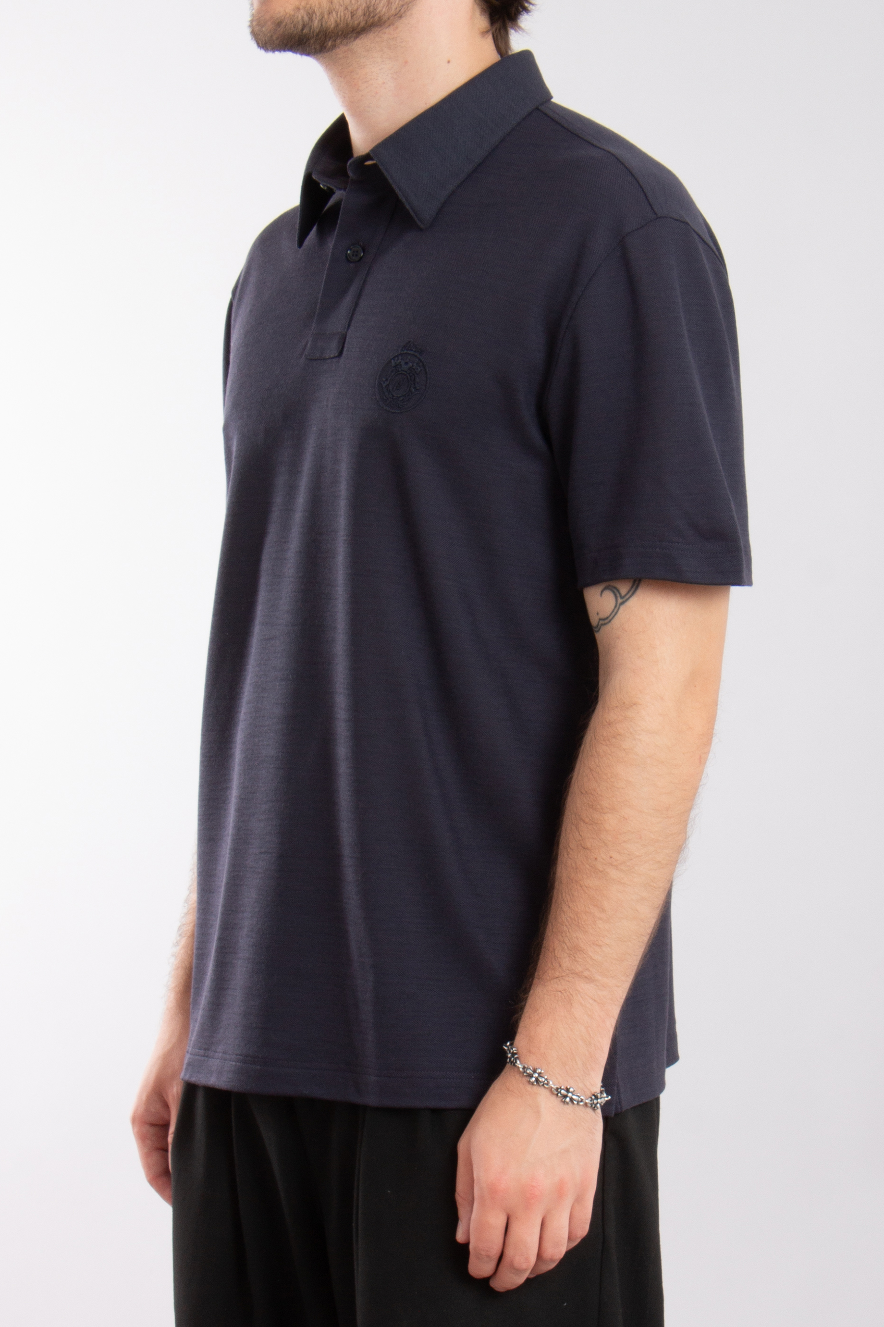 BRIONI Embroidered Technical Wool Polo Shirt